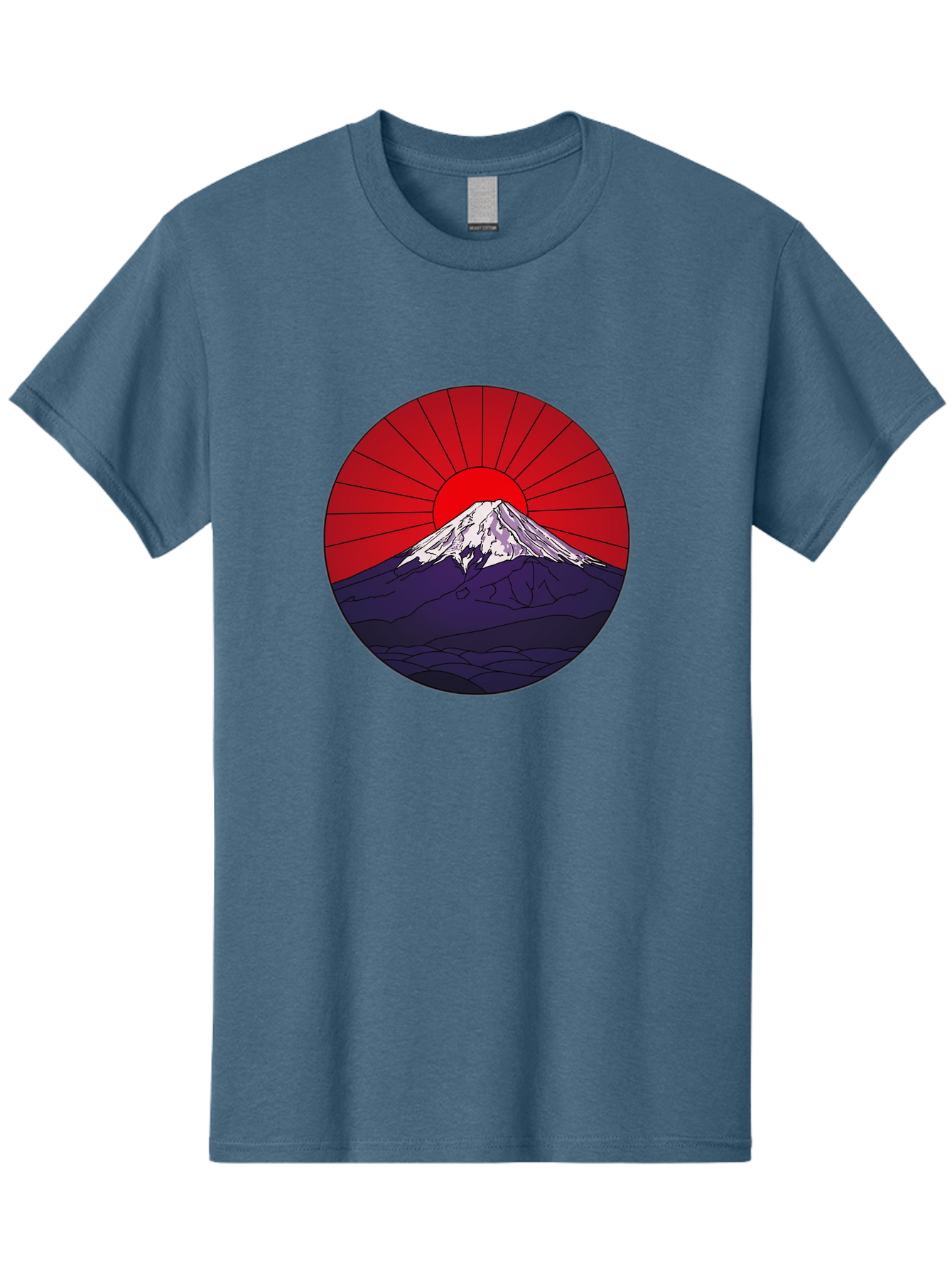 Fujisan Men'S Graphic Tee, 100% Cotton, Comfortable Casual Summer Wear, Machine Washable, Mount Fuji Landscape, Red Sunrise, Iconic Mountain, Japan Scenery, Minimalist Art, Sunrise Over Mountains, Snow-Capped Peak Bad953 5