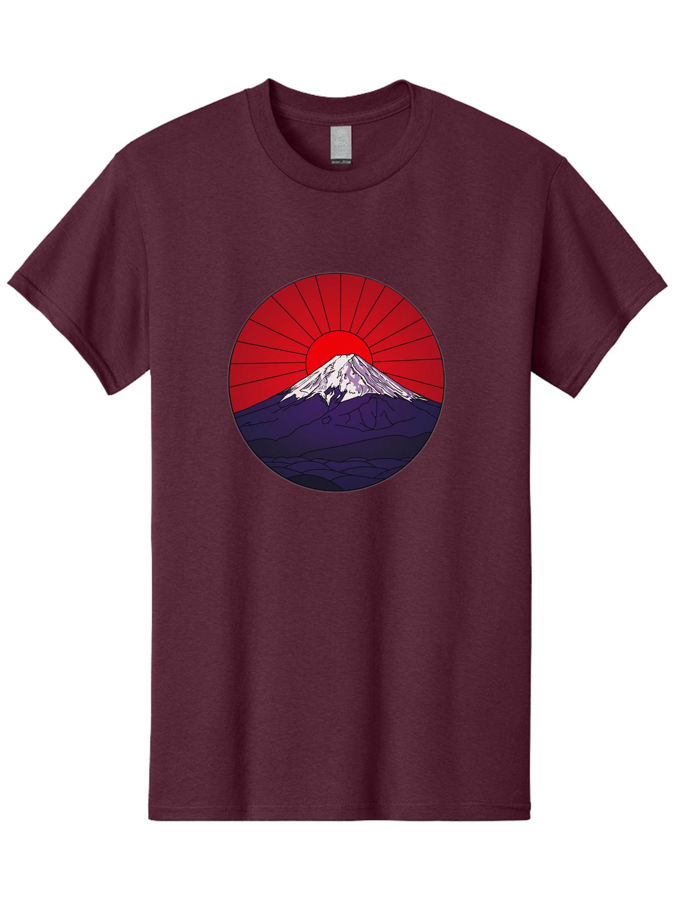 Fujisan Men'S Graphic Tee, 100% Cotton, Comfortable Casual Summer Wear, Machine Washable, Mount Fuji Landscape, Red Sunrise, Iconic Mountain, Japan Scenery, Minimalist Art, Sunrise Over Mountains, Snow-Capped Peak Bad953 8