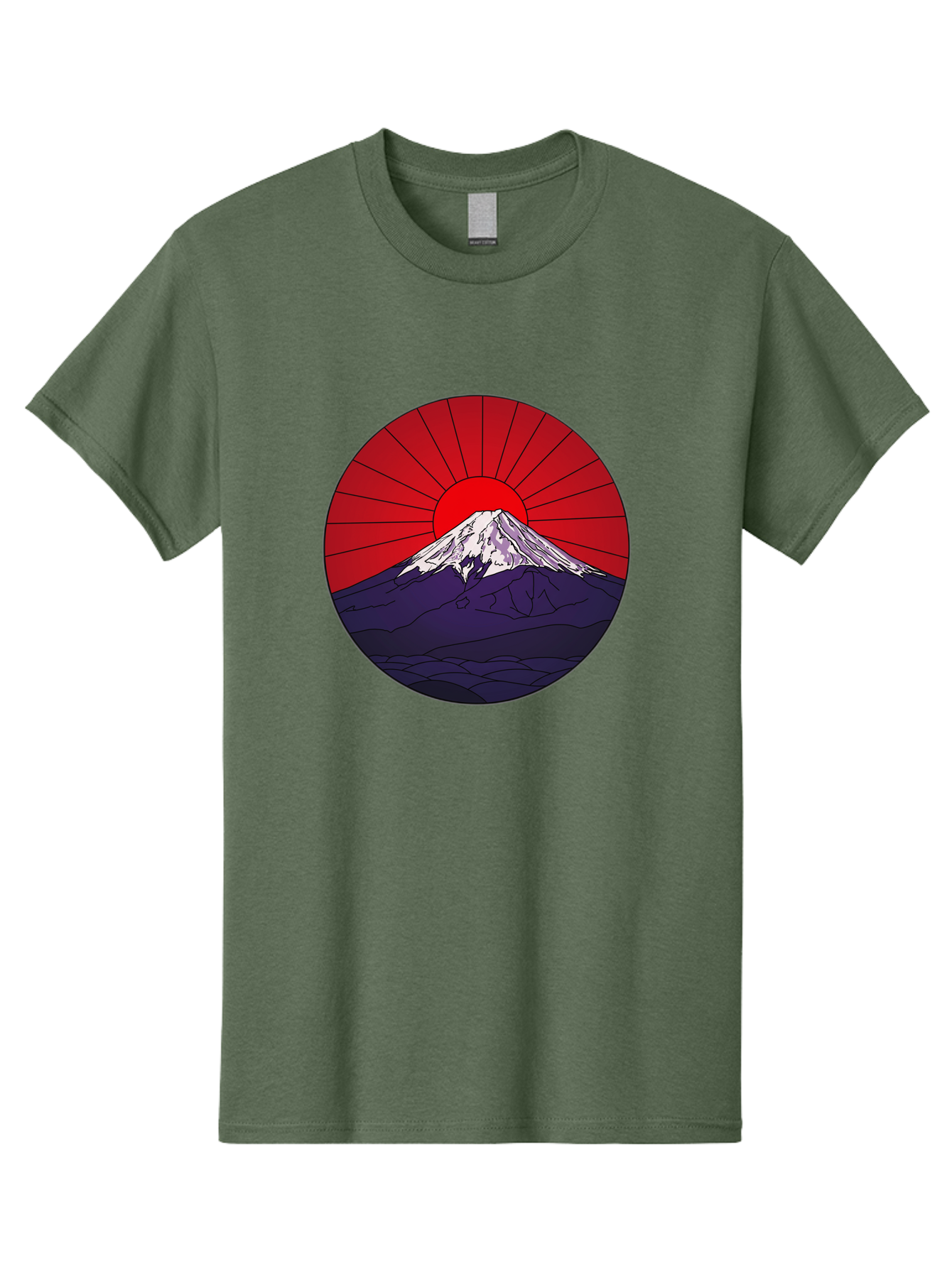 Fujisan Men'S Graphic Tee, 100% Cotton, Comfortable Casual Summer Wear, Machine Washable, Mount Fuji Landscape, Red Sunrise, Iconic Mountain, Japan Scenery, Minimalist Art, Sunrise Over Mountains, Snow-Capped Peak Bad953 9