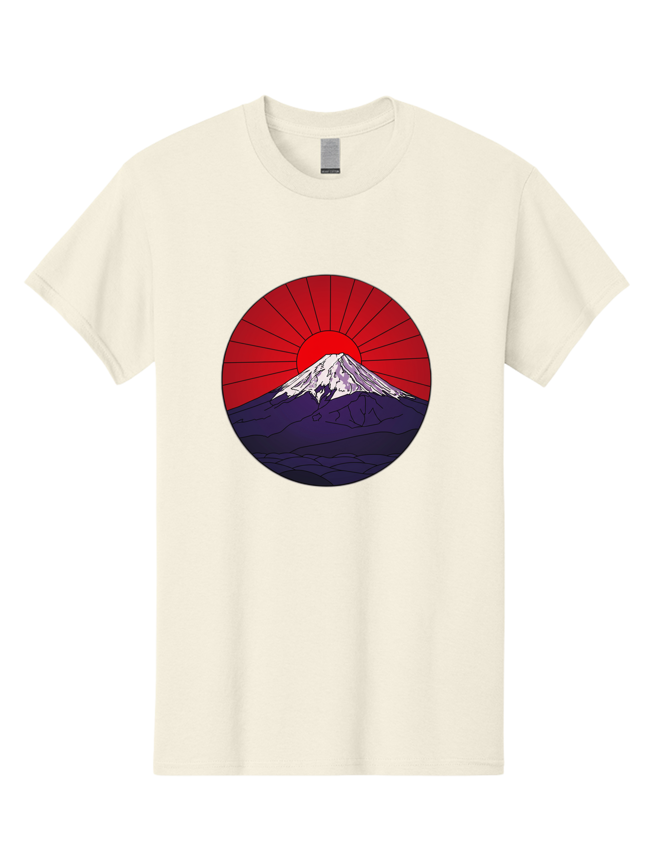 Fujisan Men'S Graphic Tee, 100% Cotton, Comfortable Casual Summer Wear, Machine Washable, Mount Fuji Landscape, Red Sunrise, Iconic Mountain, Japan Scenery, Minimalist Art, Sunrise Over Mountains, Snow-Capped Peak Bad953 15