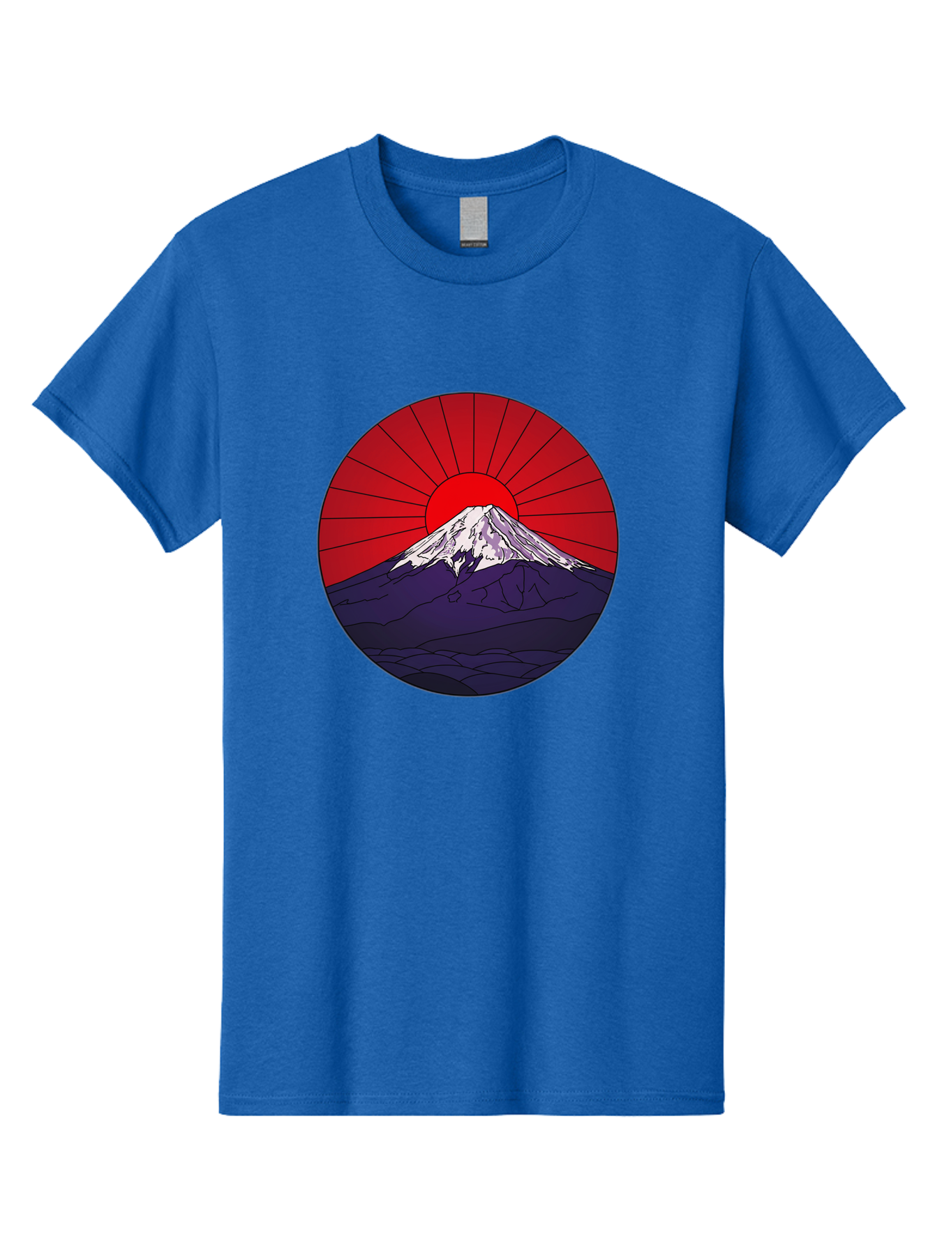 Fujisan Men'S Graphic Tee, 100% Cotton, Comfortable Casual Summer Wear, Machine Washable, Mount Fuji Landscape, Red Sunrise, Iconic Mountain, Japan Scenery, Minimalist Art, Sunrise Over Mountains, Snow-Capped Peak Bad953 4