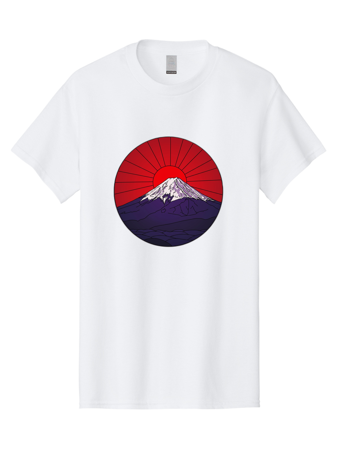 Fujisan Men'S Graphic Tee, 100% Cotton, Comfortable Casual Summer Wear, Machine Washable, Mount Fuji Landscape, Red Sunrise, Iconic Mountain, Japan Scenery, Minimalist Art, Sunrise Over Mountains, Snow-Capped Peak Bad953 12