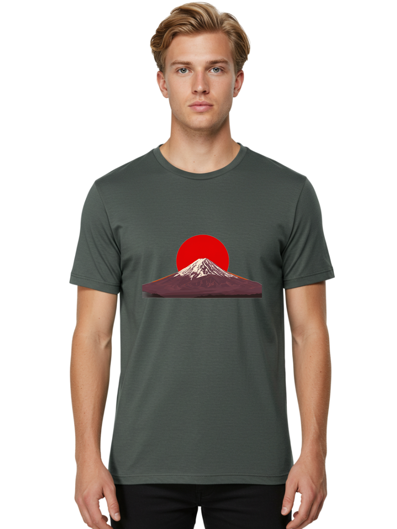 Mount-Fuji-3 Men'S Graphic Tee, 100% Cotton, Comfortable Casual Summer Wear, Machine Washable, Mount Fuji, Red Sun, Japanese Landscape, Minimalist Design, Iconic Mountain, Vibrant Colors, Serene Atmosphere, Graphic Art Bad968 18