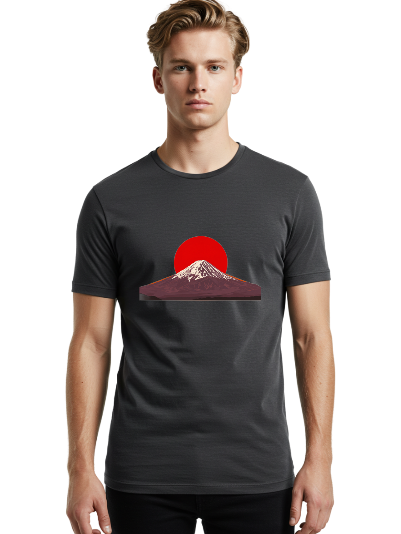 Mount-Fuji-3 Men'S Graphic Tee, 100% Cotton, Comfortable Casual Summer Wear, Machine Washable, Mount Fuji, Red Sun, Japanese Landscape, Minimalist Design, Iconic Mountain, Vibrant Colors, Serene Atmosphere, Graphic Art Bad968 24