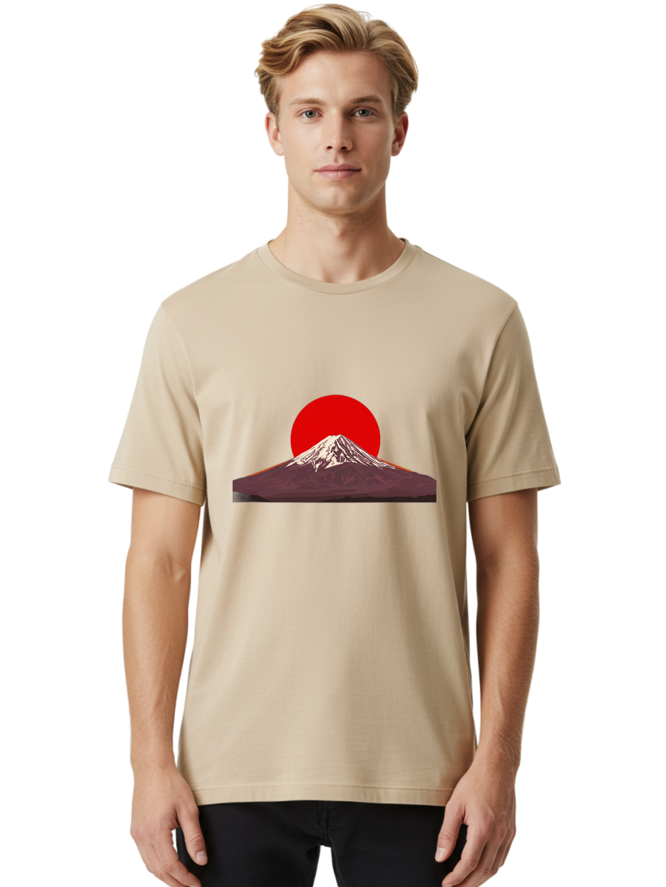 Mount-Fuji-3 Men'S Graphic Tee, 100% Cotton, Comfortable Casual Summer Wear, Machine Washable, Mount Fuji, Red Sun, Japanese Landscape, Minimalist Design, Iconic Mountain, Vibrant Colors, Serene Atmosphere, Graphic Art Bad968 29
