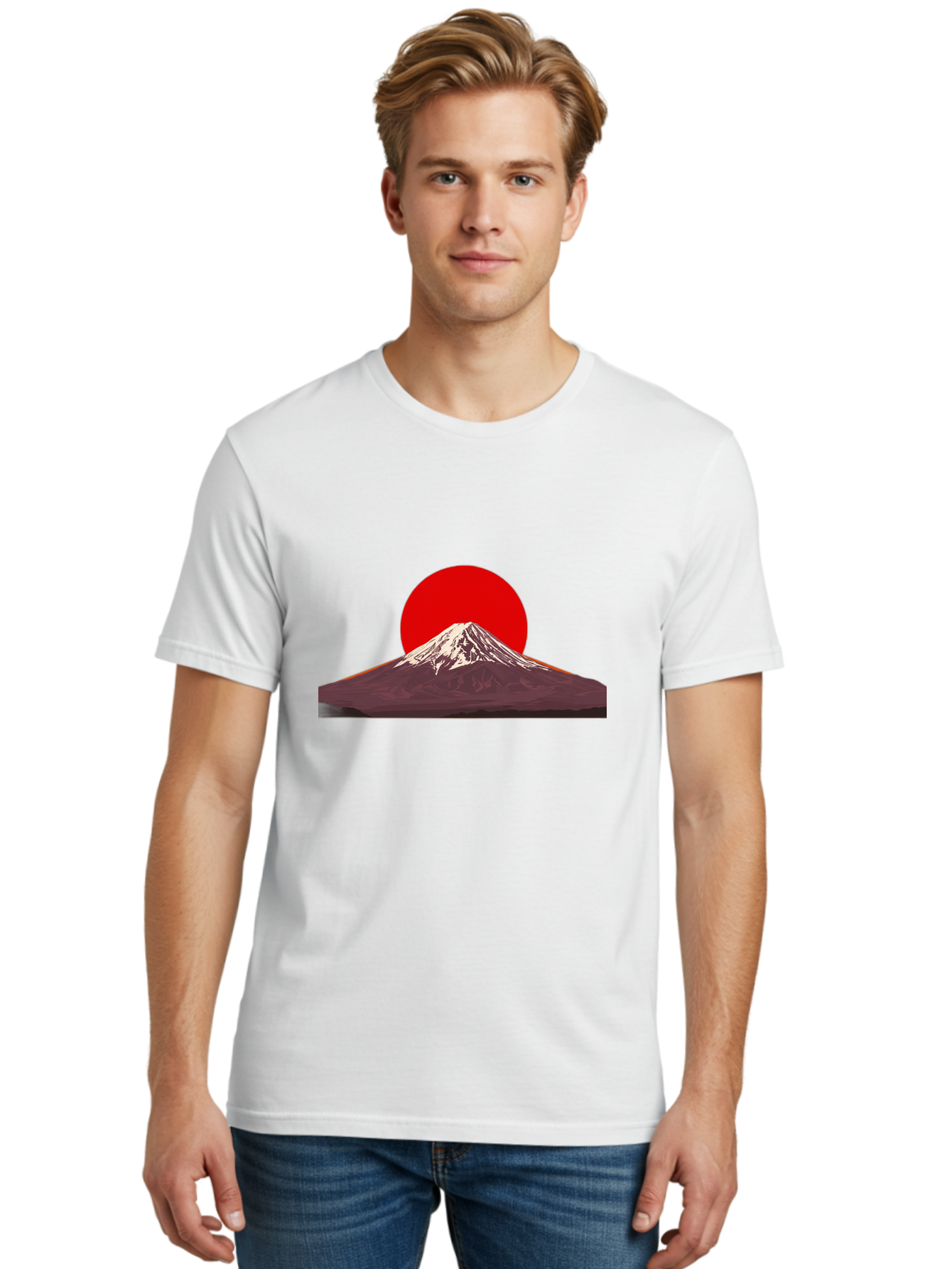 Mount-Fuji-3 Men'S Graphic Tee, 100% Cotton, Comfortable Casual Summer Wear, Machine Washable, Mount Fuji, Red Sun, Japanese Landscape, Minimalist Design, Iconic Mountain, Vibrant Colors, Serene Atmosphere, Graphic Art Bad968 25