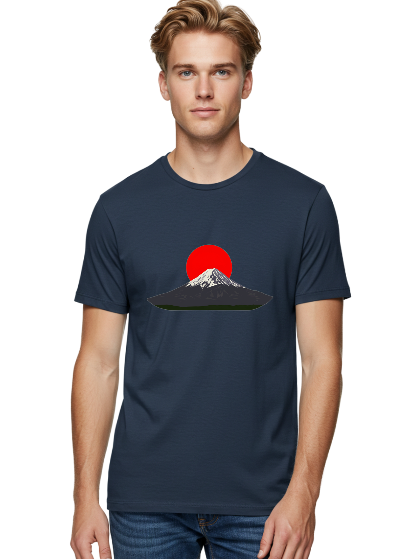 Mount-Fuji-9 Men'S Graphic Tee, 100% Cotton, Comfortable Casual Summer Wear, Machine Washable, Mount Fuji Silhouette, Red Sun, Japanese Landscape, Minimalist Design, Iconic Mountain, Serene Atmosphere, Cultural Symbol, Japan Tourism Bad974 30