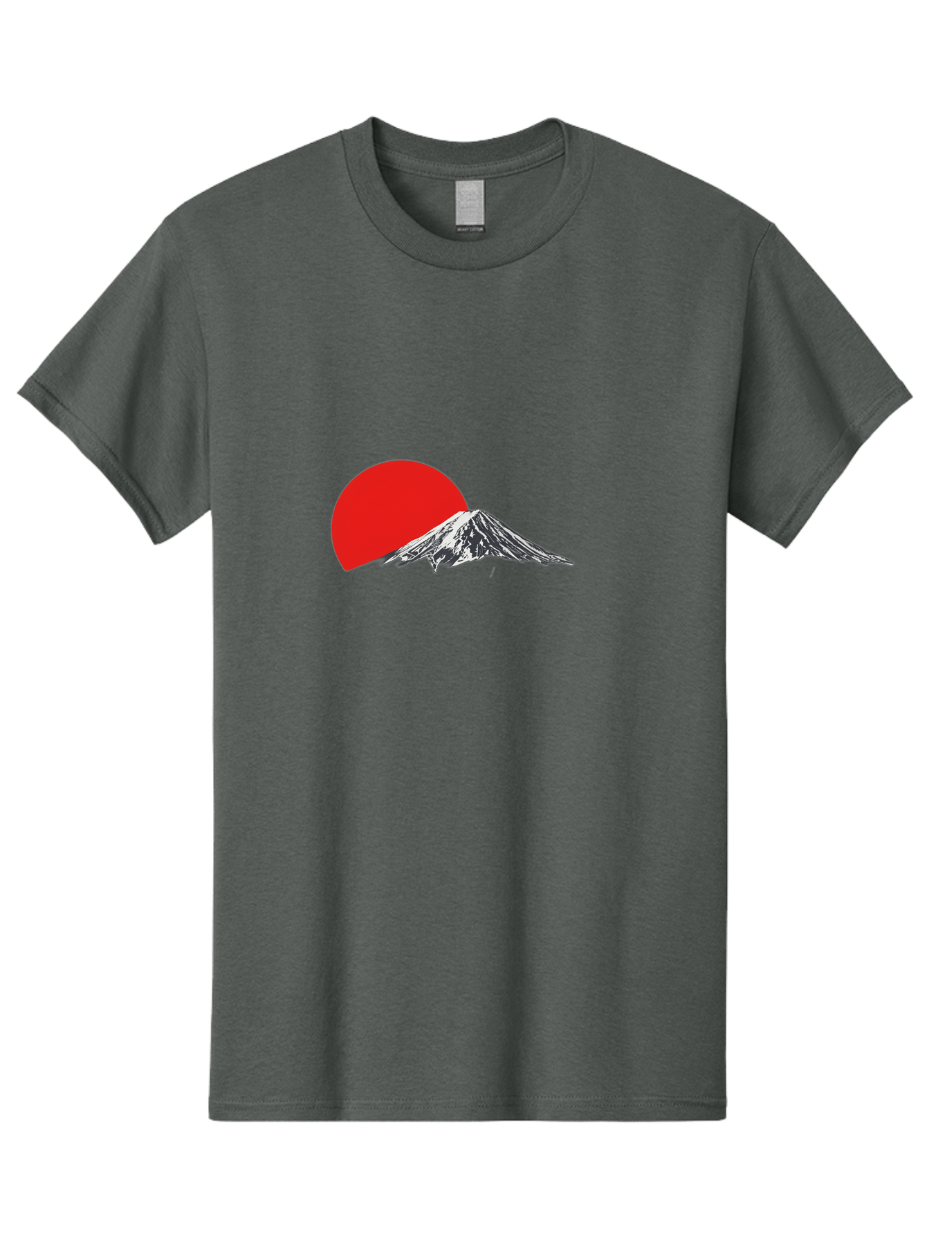 Mount-Fuji-Sunset Men'S Graphic Tee, 100% Cotton, Comfortable Casual Summer Wear, Machine Washable, Mount Fuji Landscape, Red Sun, Mountain Scenery, Serene Landscape, Japanese Culture, Iconic Landmark, Minimalist Design, Simple Art Bad976 1