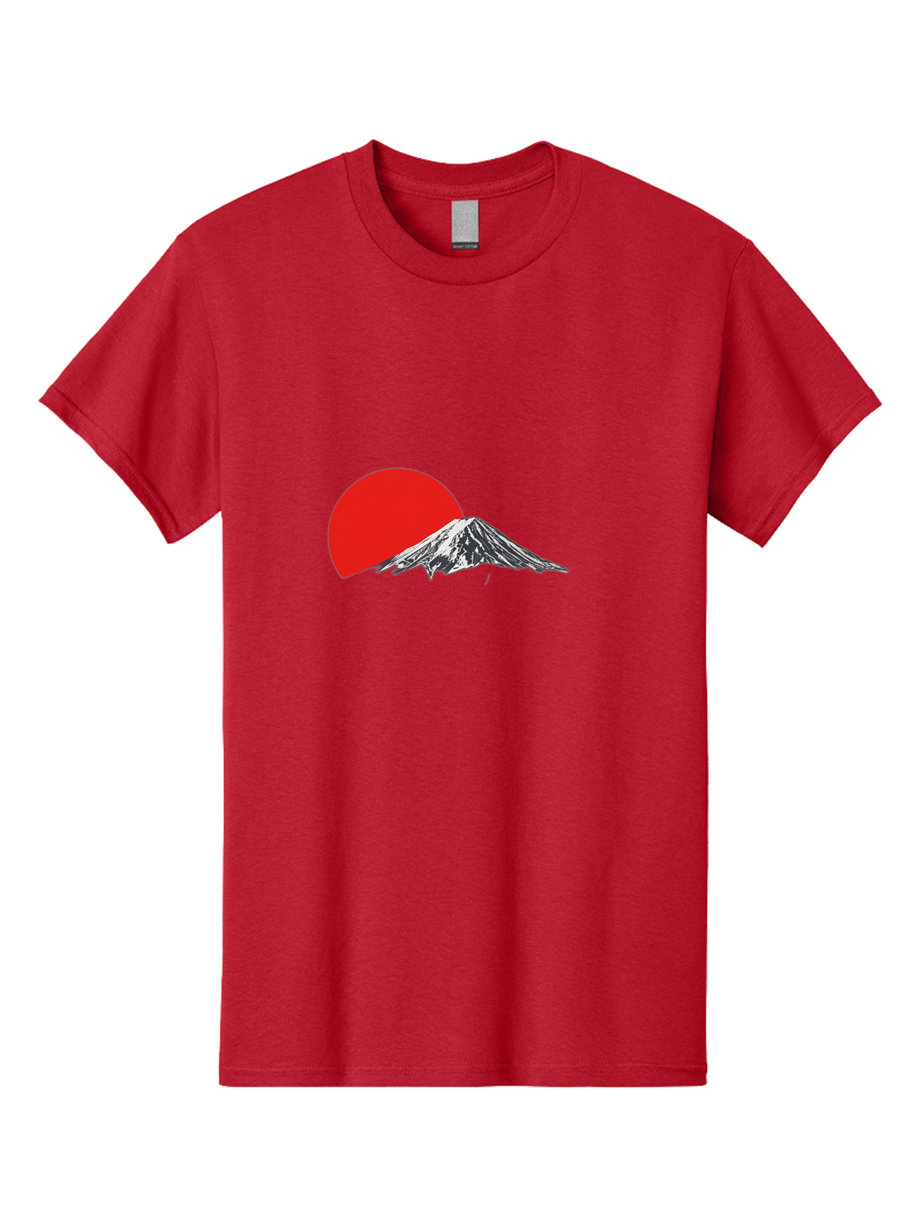 Mount-Fuji-Sunset Men'S Graphic Tee, 100% Cotton, Comfortable Casual Summer Wear, Machine Washable, Mount Fuji Landscape, Red Sun, Mountain Scenery, Serene Landscape, Japanese Culture, Iconic Landmark, Minimalist Design, Simple Art Bad976 12