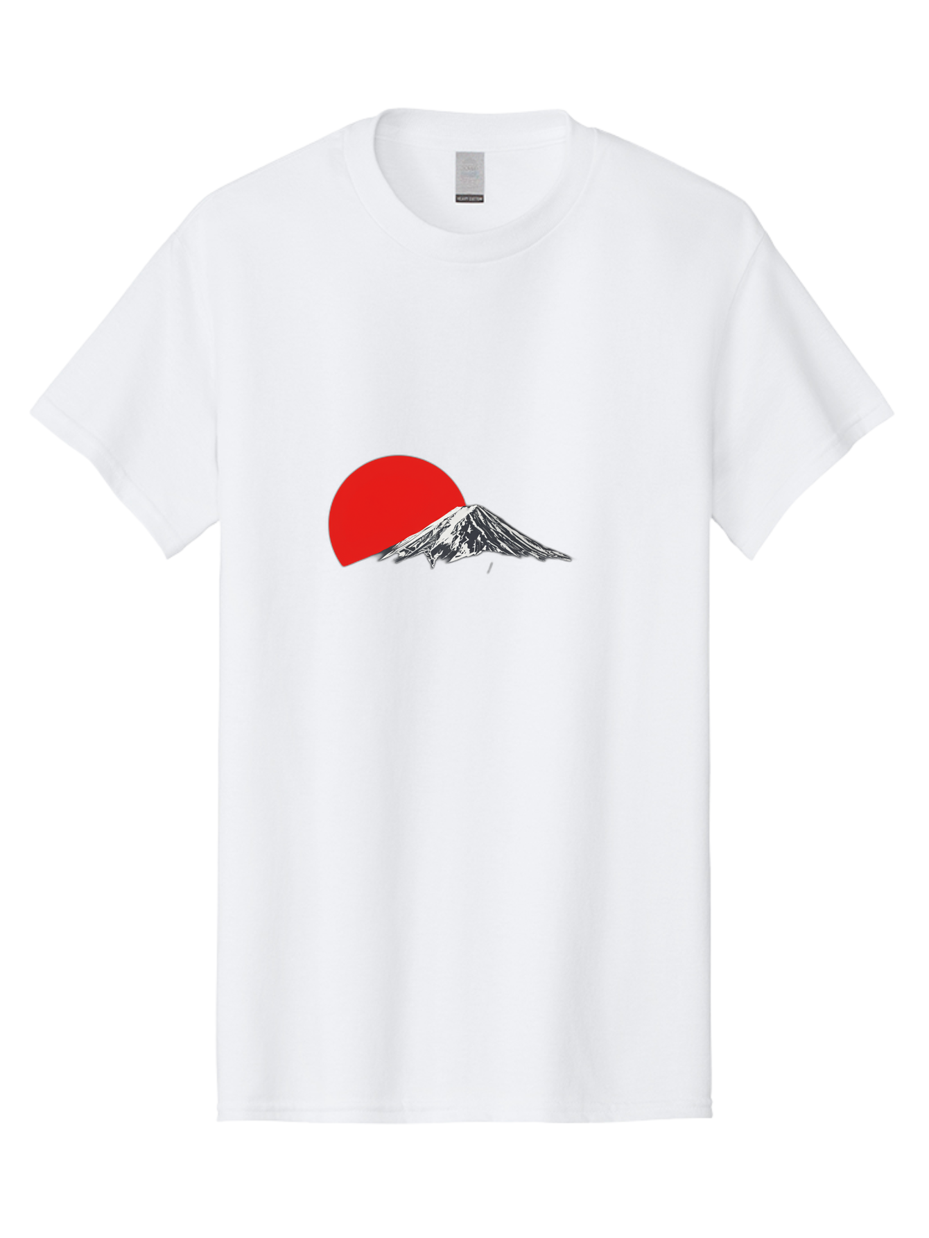 Mount-Fuji-Sunset Men'S Graphic Tee, 100% Cotton, Comfortable Casual Summer Wear, Machine Washable, Mount Fuji Landscape, Red Sun, Mountain Scenery, Serene Landscape, Japanese Culture, Iconic Landmark, Minimalist Design, Simple Art Bad976 3