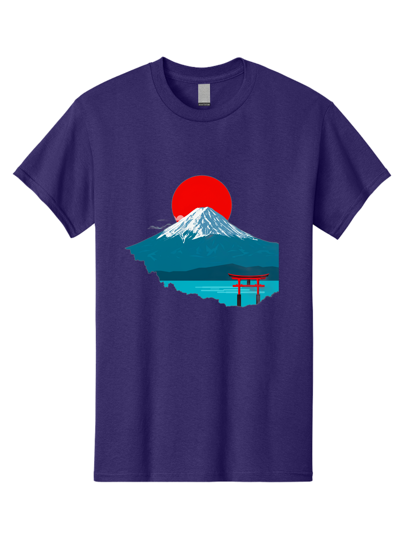 Mount-Fuji-Torii Men'S Graphic Tee, 100% Cotton, Comfortable Casual Summer Wear, Machine Washable, Mount Fuji Landscape, Japanese Scenery, Torii Gate, Red Sun, Serene Lake, Snowy Mountain, Traditional Japan, Vibrant Colors, Iconic Landmarks, Bad977 11