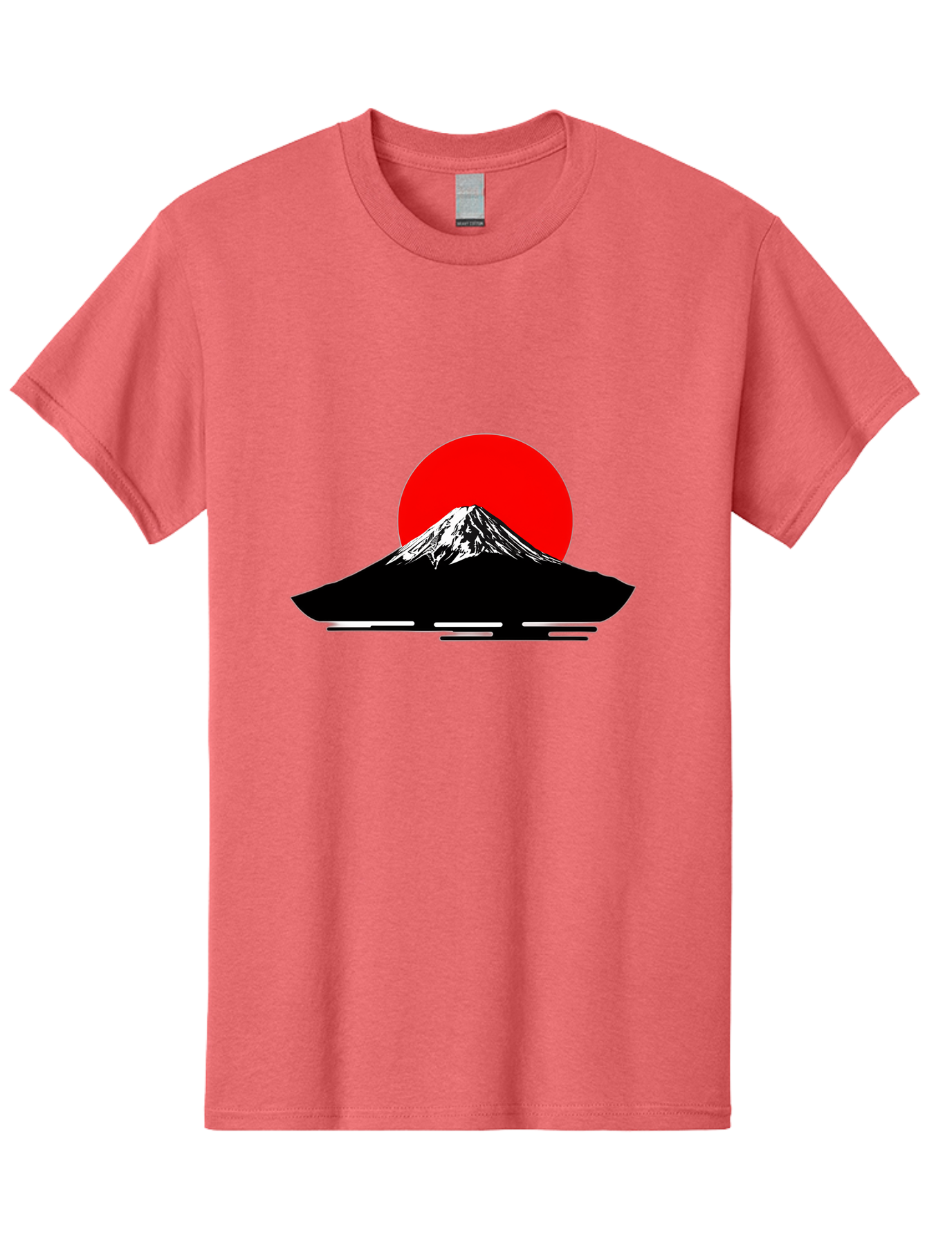 Mount-Fuji Men'S Graphic Tee, 100% Cotton, Comfortable Casual Summer Wear, Machine Washable, Mount Fuji Landscape, Red Sun, Minimalist Design, Iconic Mountain, Japanese Scenery, Striking Silhouette, Simple Shapes, Bold Colors Bad978 9