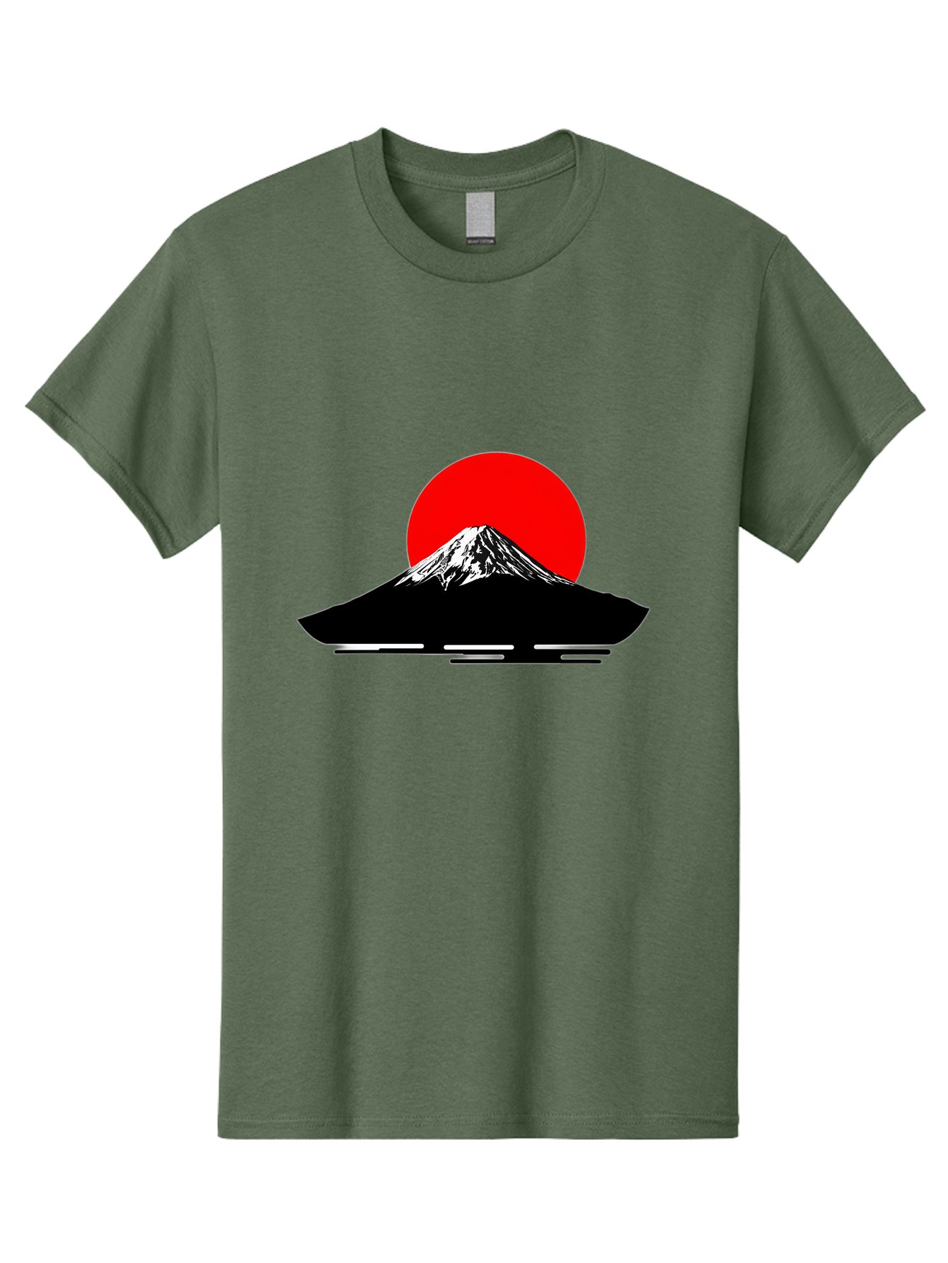 Mount-Fuji Men'S Graphic Tee, 100% Cotton, Comfortable Casual Summer Wear, Machine Washable, Mount Fuji Landscape, Red Sun, Minimalist Design, Iconic Mountain, Japanese Scenery, Striking Silhouette, Simple Shapes, Bold Colors Bad978 3