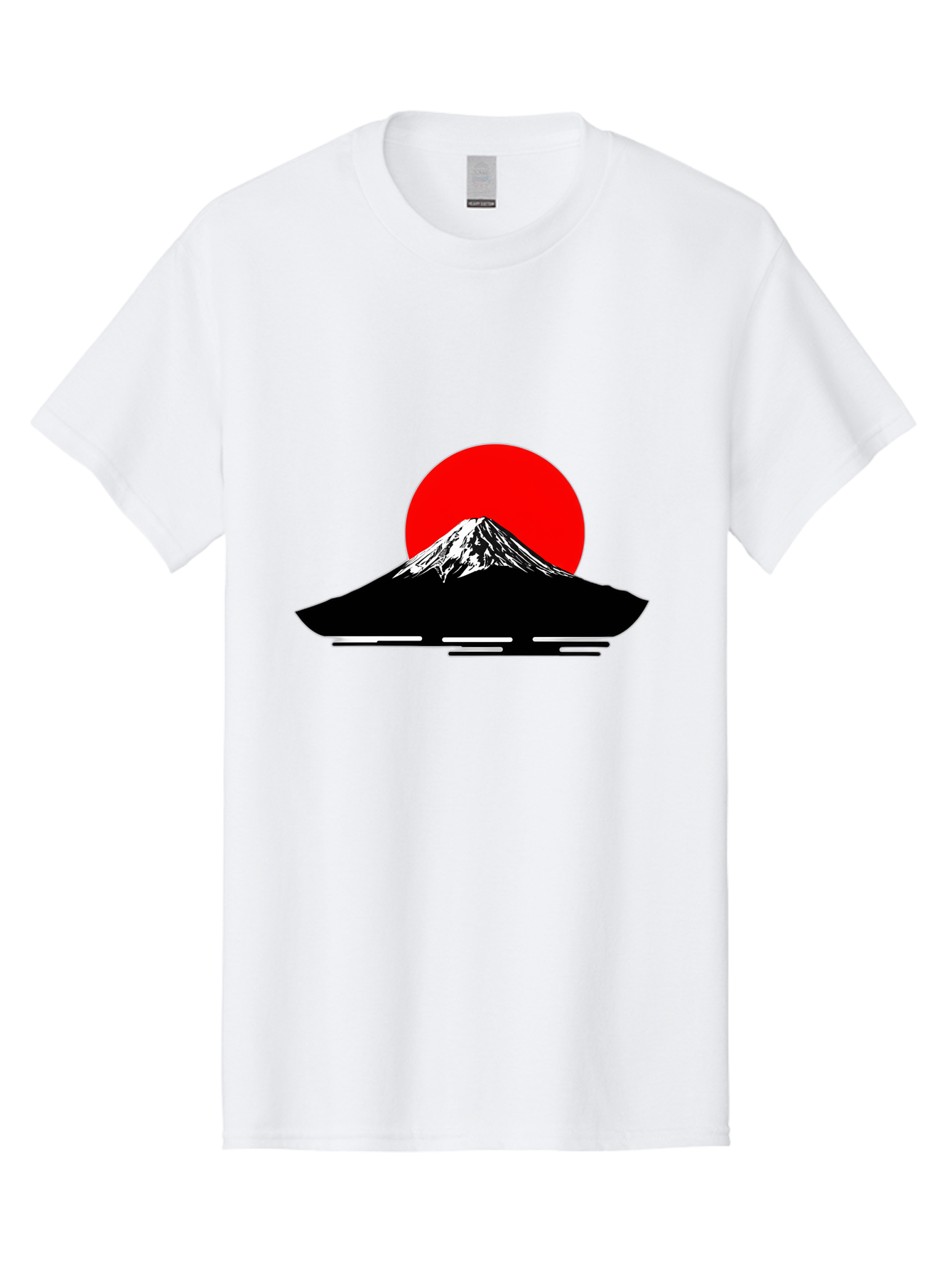 Mount-Fuji Men'S Graphic Tee, 100% Cotton, Comfortable Casual Summer Wear, Machine Washable, Mount Fuji Landscape, Red Sun, Minimalist Design, Iconic Mountain, Japanese Scenery, Striking Silhouette, Simple Shapes, Bold Colors Bad978 11