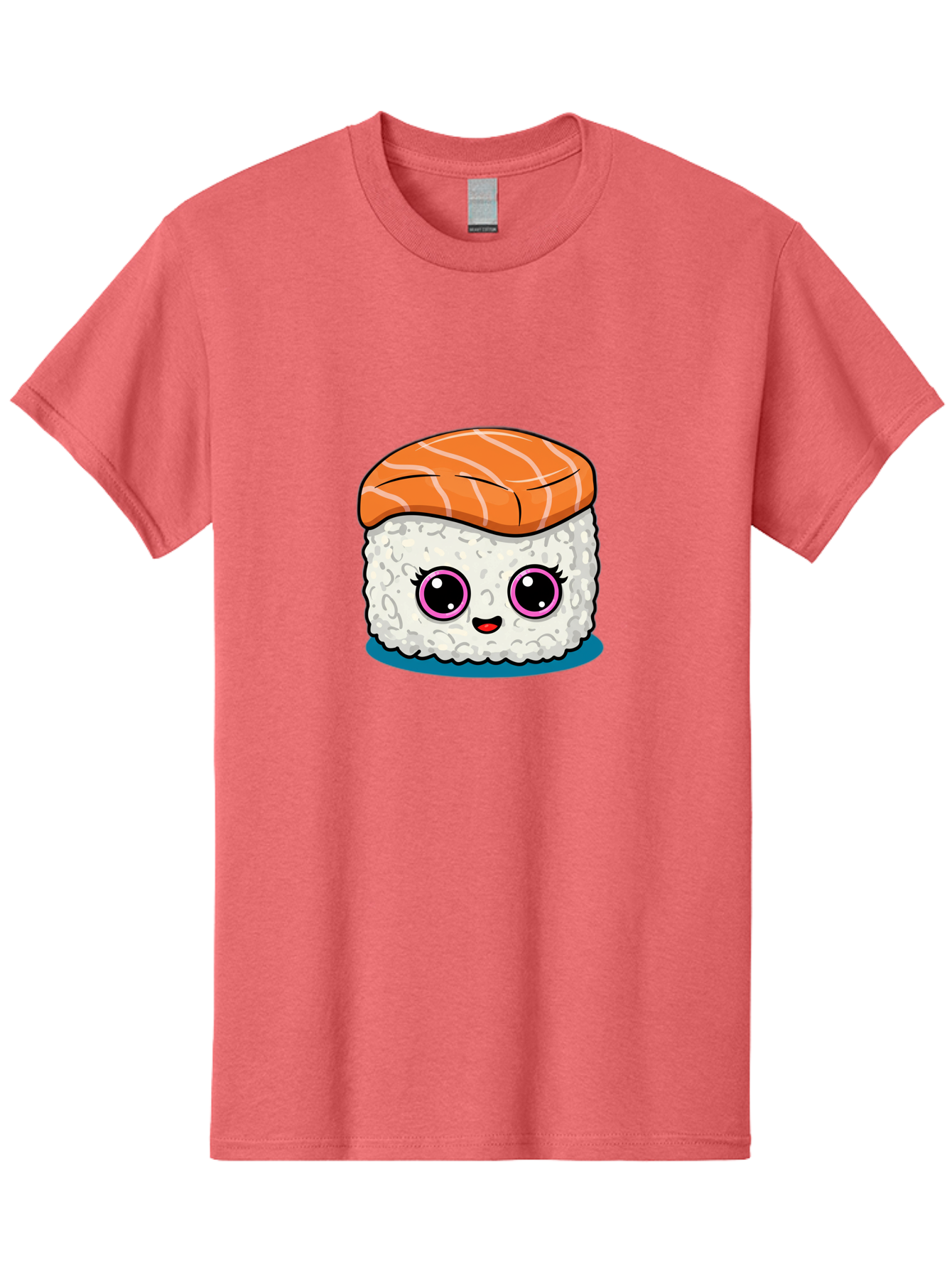 Salmon-Sushi Men'S Graphic Tee, 100% Cotton, Comfortable Casual Summer Wear, Machine Washable, Cartoon Sushi, Cute Sushi, Kawaii Food, Salmon Nigiri, Japanese Cuisine, Adorable Characters, Food Illustration, Sushi Art, Cartoon Character Design Bad988 4