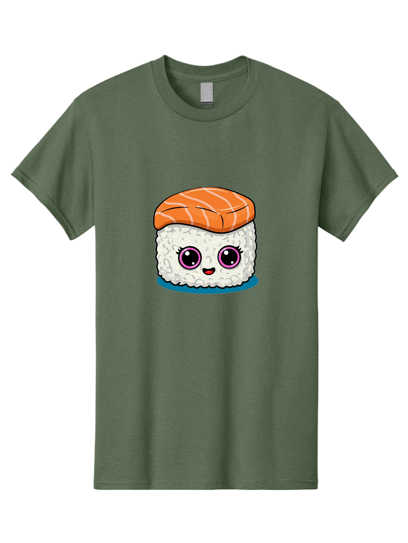 Salmon-Sushi Men'S Graphic Tee, 100% Cotton, Comfortable Casual Summer Wear, Machine Washable, Cartoon Sushi, Cute Sushi, Kawaii Food, Salmon Nigiri, Japanese Cuisine, Adorable Characters, Food Illustration, Sushi Art, Cartoon Character Design Bad988 11