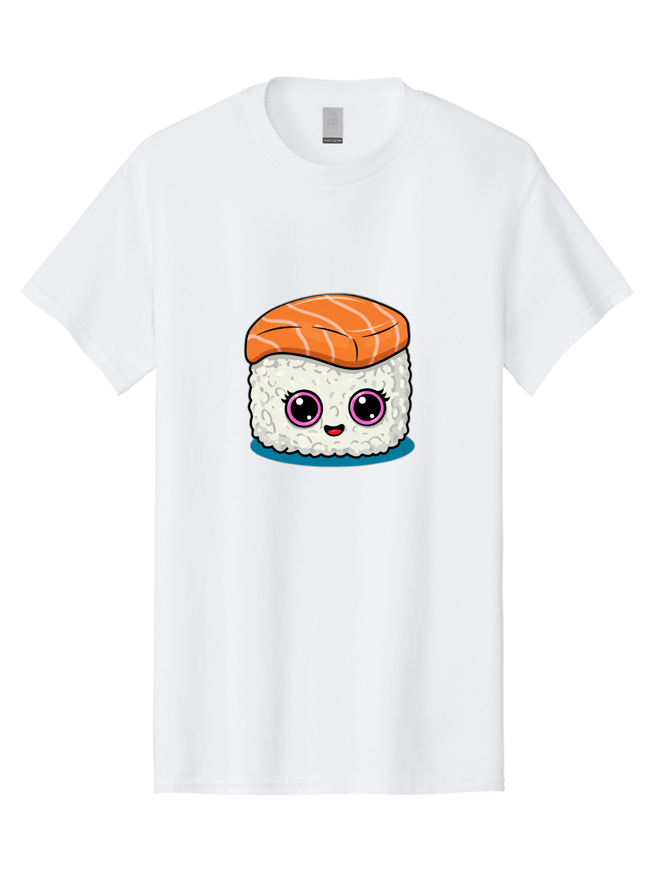 Salmon-Sushi Men'S Graphic Tee, 100% Cotton, Comfortable Casual Summer Wear, Machine Washable, Cartoon Sushi, Cute Sushi, Kawaii Food, Salmon Nigiri, Japanese Cuisine, Adorable Characters, Food Illustration, Sushi Art, Cartoon Character Design Bad988 14