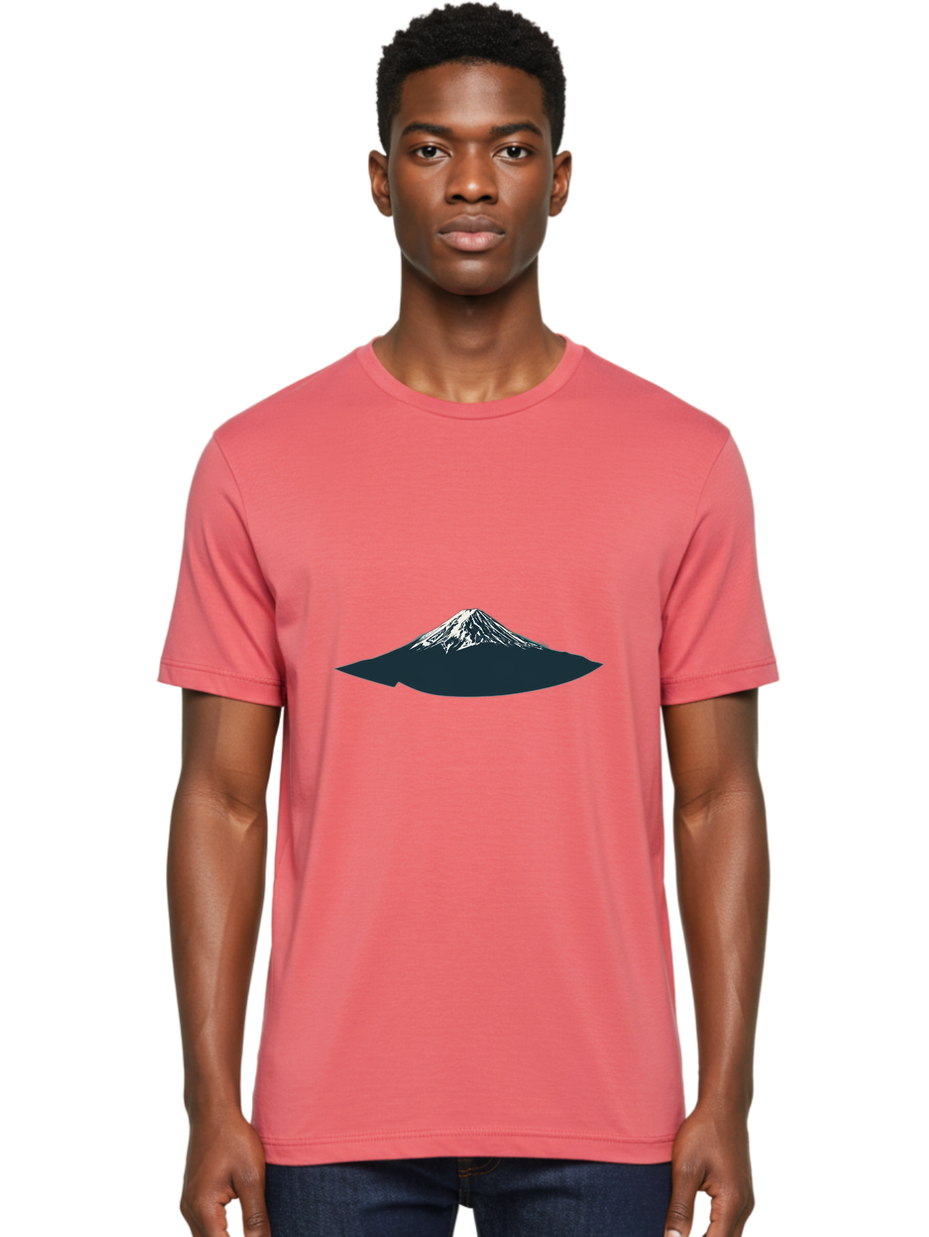 Snowcapped-Mountain Men'S Graphic Tee, 100% Cotton, Comfortable Casual Summer Wear, Machine Washable, Mountain Landscape, Snow-Capped Peak, Serene Atmosphere, Minimalist Design, Dark Silhouette, White Snow, Simple Graphics, Iconic Mountain Bad991 18