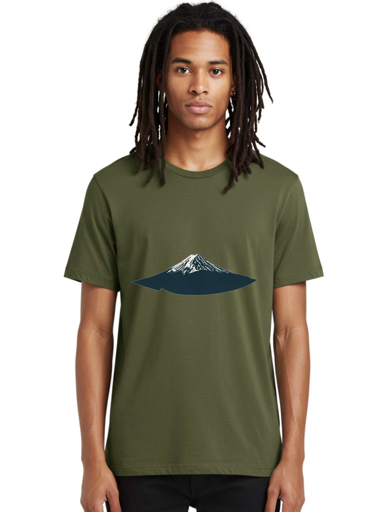 Snowcapped-Mountain Men'S Graphic Tee, 100% Cotton, Comfortable Casual Summer Wear, Machine Washable, Mountain Landscape, Snow-Capped Peak, Serene Atmosphere, Minimalist Design, Dark Silhouette, White Snow, Simple Graphics, Iconic Mountain Bad991 26