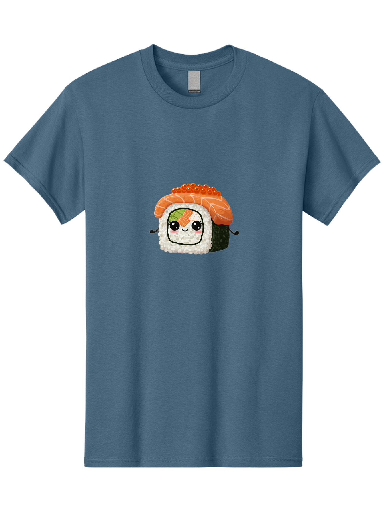 Sushi-Roll Men'S Graphic Tee, 100% Cotton, Comfortable Casual Summer Wear, Machine Washable, Kawaii Sushi Roll, Cartoon Sushi, Adorable Food, Sushi Character, Cute Anime Art, Foodie Illustrations, Mignardise, Orange Salmon, Sushi Love Bad999 11