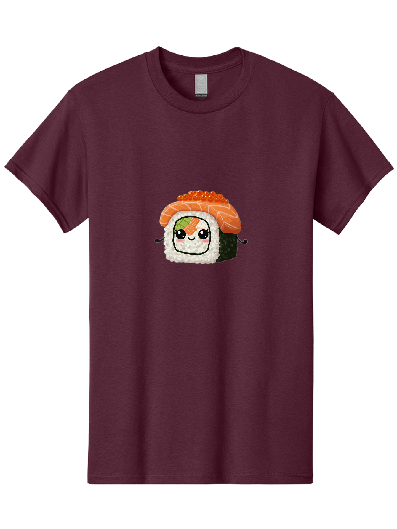 Sushi-Roll Men'S Graphic Tee, 100% Cotton, Comfortable Casual Summer Wear, Machine Washable, Kawaii Sushi Roll, Cartoon Sushi, Adorable Food, Sushi Character, Cute Anime Art, Foodie Illustrations, Mignardise, Orange Salmon, Sushi Love Bad999 4