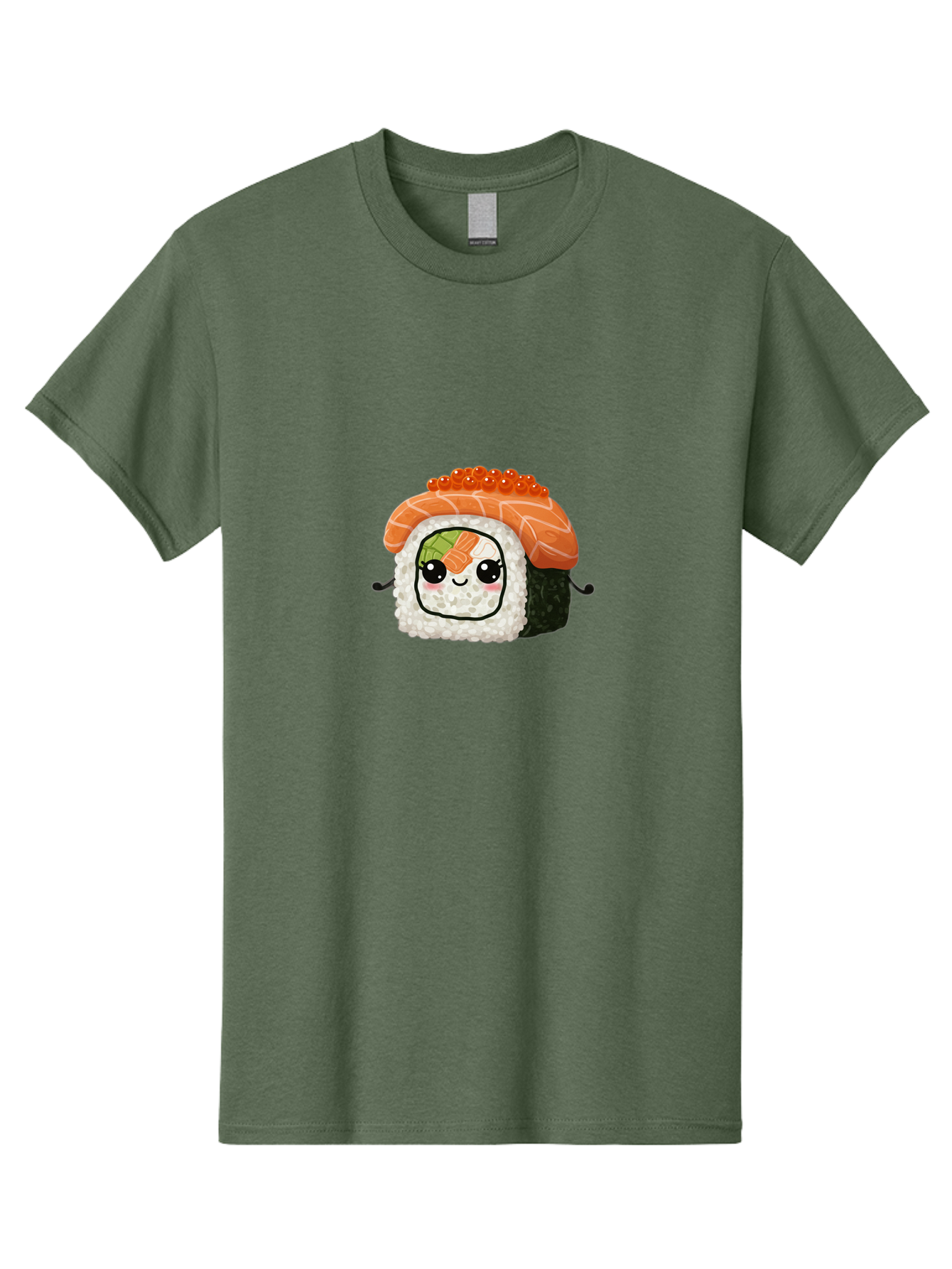Sushi-Roll Men'S Graphic Tee, 100% Cotton, Comfortable Casual Summer Wear, Machine Washable, Kawaii Sushi Roll, Cartoon Sushi, Adorable Food, Sushi Character, Cute Anime Art, Foodie Illustrations, Mignardise, Orange Salmon, Sushi Love Bad999 7