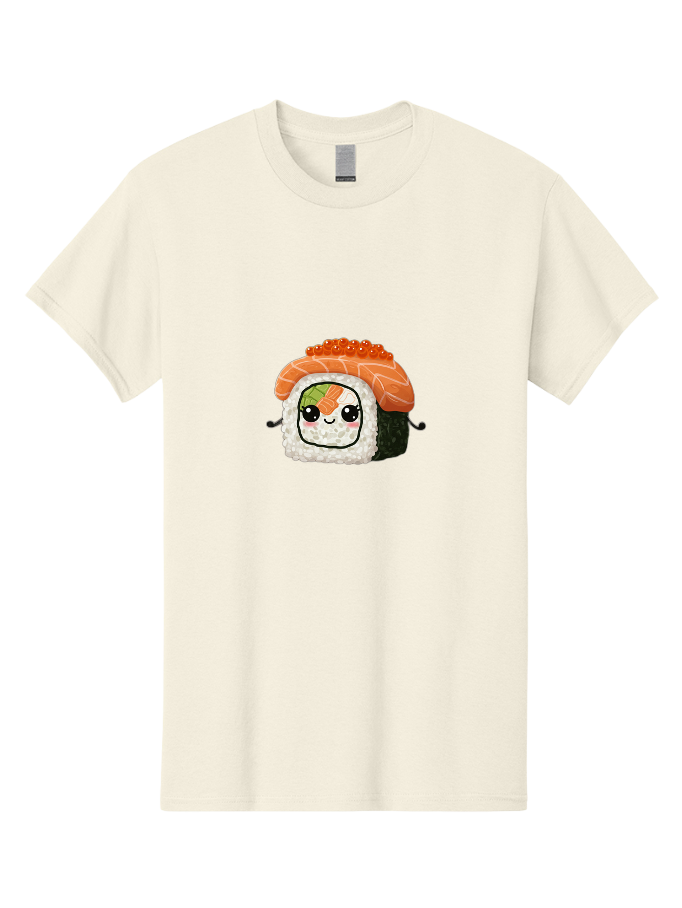Sushi-Roll Men'S Graphic Tee, 100% Cotton, Comfortable Casual Summer Wear, Machine Washable, Kawaii Sushi Roll, Cartoon Sushi, Adorable Food, Sushi Character, Cute Anime Art, Foodie Illustrations, Mignardise, Orange Salmon, Sushi Love Bad999 10