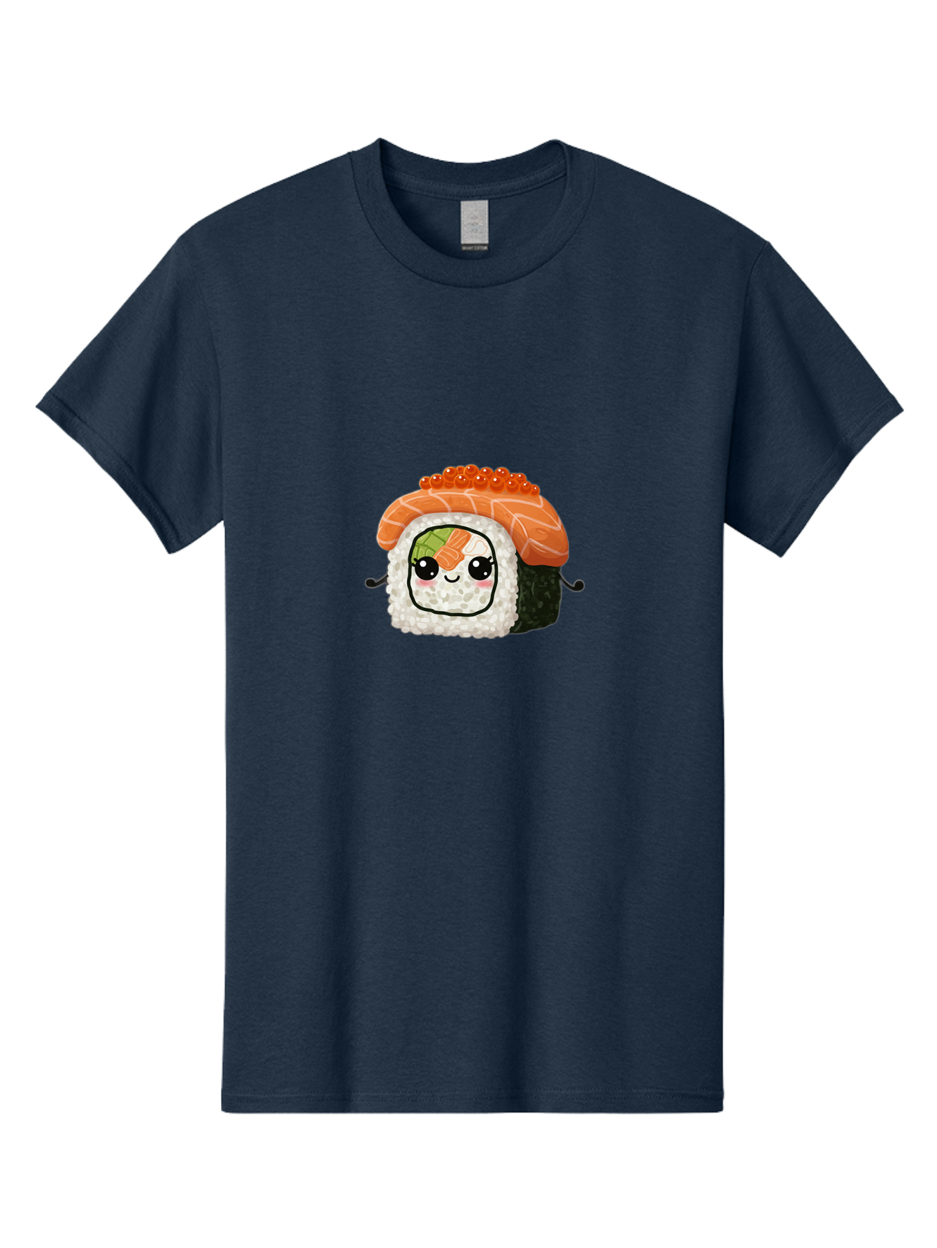Sushi-Roll Men'S Graphic Tee, 100% Cotton, Comfortable Casual Summer Wear, Machine Washable, Kawaii Sushi Roll, Cartoon Sushi, Adorable Food, Sushi Character, Cute Anime Art, Foodie Illustrations, Mignardise, Orange Salmon, Sushi Love Bad999 1