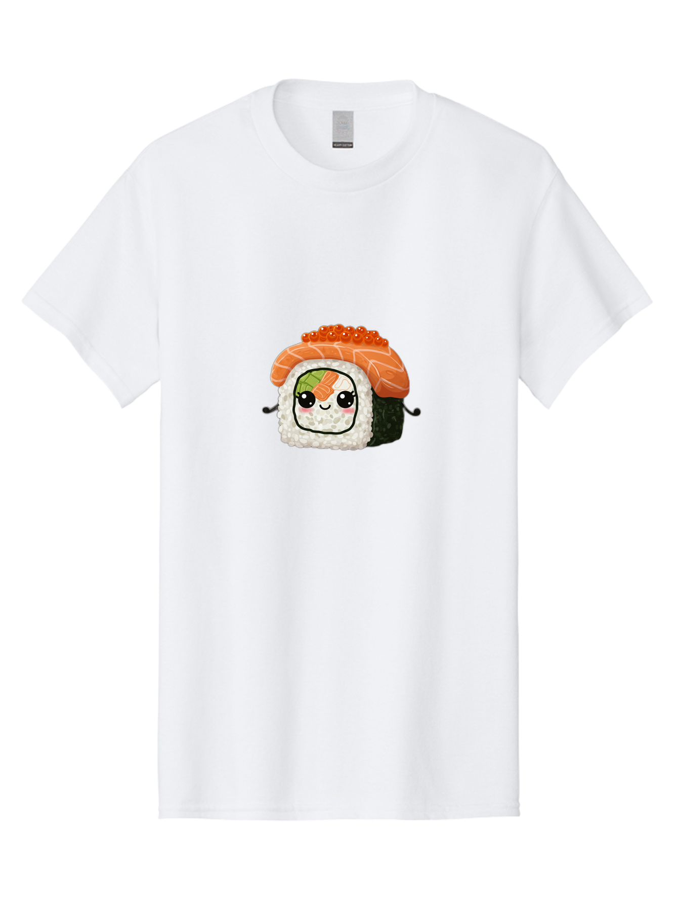 Sushi-Roll Men'S Graphic Tee, 100% Cotton, Comfortable Casual Summer Wear, Machine Washable, Kawaii Sushi Roll, Cartoon Sushi, Adorable Food, Sushi Character, Cute Anime Art, Foodie Illustrations, Mignardise, Orange Salmon, Sushi Love Bad999 15