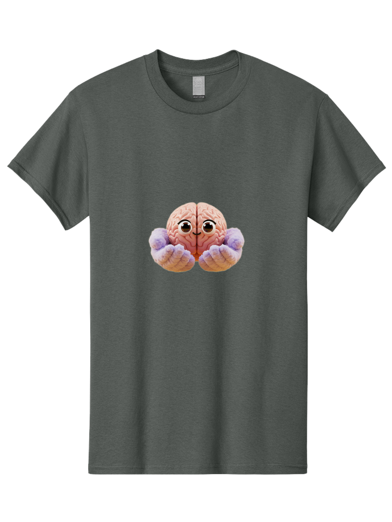 Brain-With-Googly-Eyes Men'S Graphic Tee, 100% Cotton, Comfortable Casual Summer Wear, Machine Washable, Anthropomorphic Brain, Googly Eyes, Brain With Hands, Cute Brain, Funny Brain, Quirky Character, Humorous Illustration, Creative Design, Bae008 3
