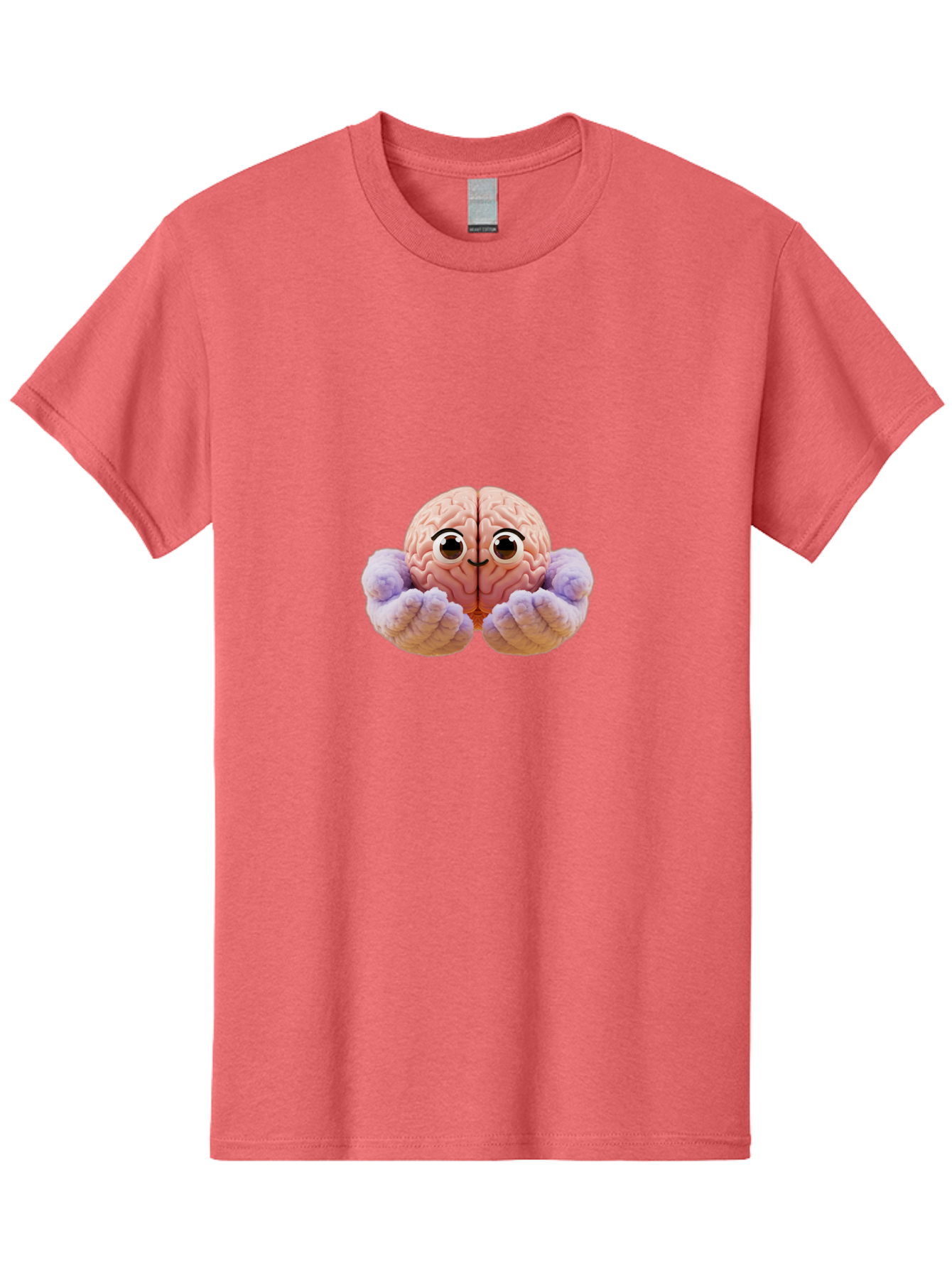 Brain-With-Googly-Eyes Men'S Graphic Tee, 100% Cotton, Comfortable Casual Summer Wear, Machine Washable, Anthropomorphic Brain, Googly Eyes, Brain With Hands, Cute Brain, Funny Brain, Quirky Character, Humorous Illustration, Creative Design, Bae008 1