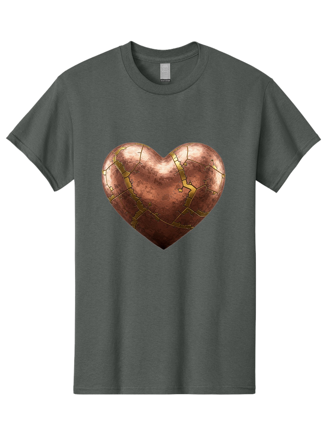 Cracked-Heart-2 Men'S Graphic Tee, 100% Cotton, Comfortable Casual Summer Wear, Machine Washable, Kintsugi Heart, Broken Heart, Cracked Heart, Heart Symbol, Repair, Restoration, Love, Heartbreak, Symbolism, Metaphor, Art, Gold, Broken Pieces Bae015 2