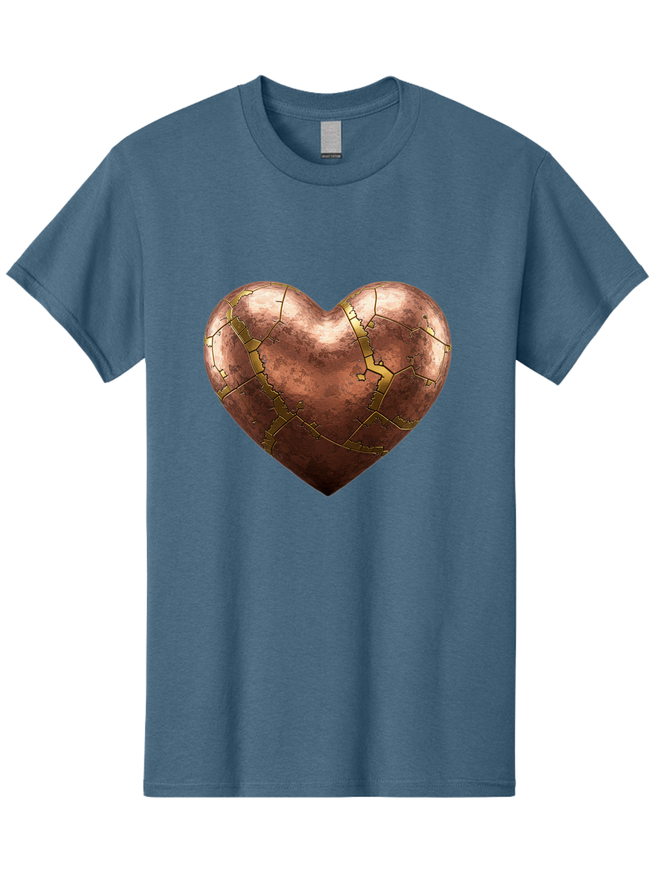 Cracked-Heart-2 Men'S Graphic Tee, 100% Cotton, Comfortable Casual Summer Wear, Machine Washable, Kintsugi Heart, Broken Heart, Cracked Heart, Heart Symbol, Repair, Restoration, Love, Heartbreak, Symbolism, Metaphor, Art, Gold, Broken Pieces Bae015 1