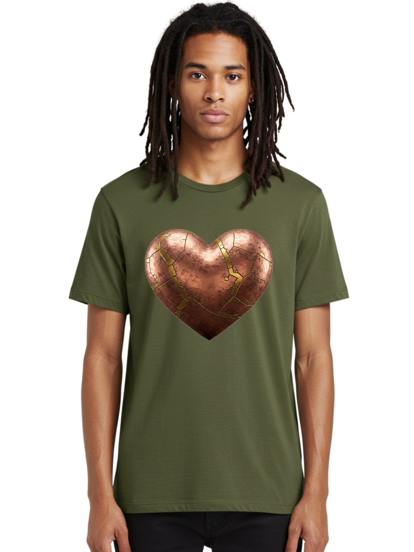 Cracked-Heart-2 Men'S Graphic Tee, 100% Cotton, Comfortable Casual Summer Wear, Machine Washable, Kintsugi Heart, Broken Heart, Cracked Heart, Heart Symbol, Repair, Restoration, Love, Heartbreak, Symbolism, Metaphor, Art, Gold, Broken Pieces Bae015 24