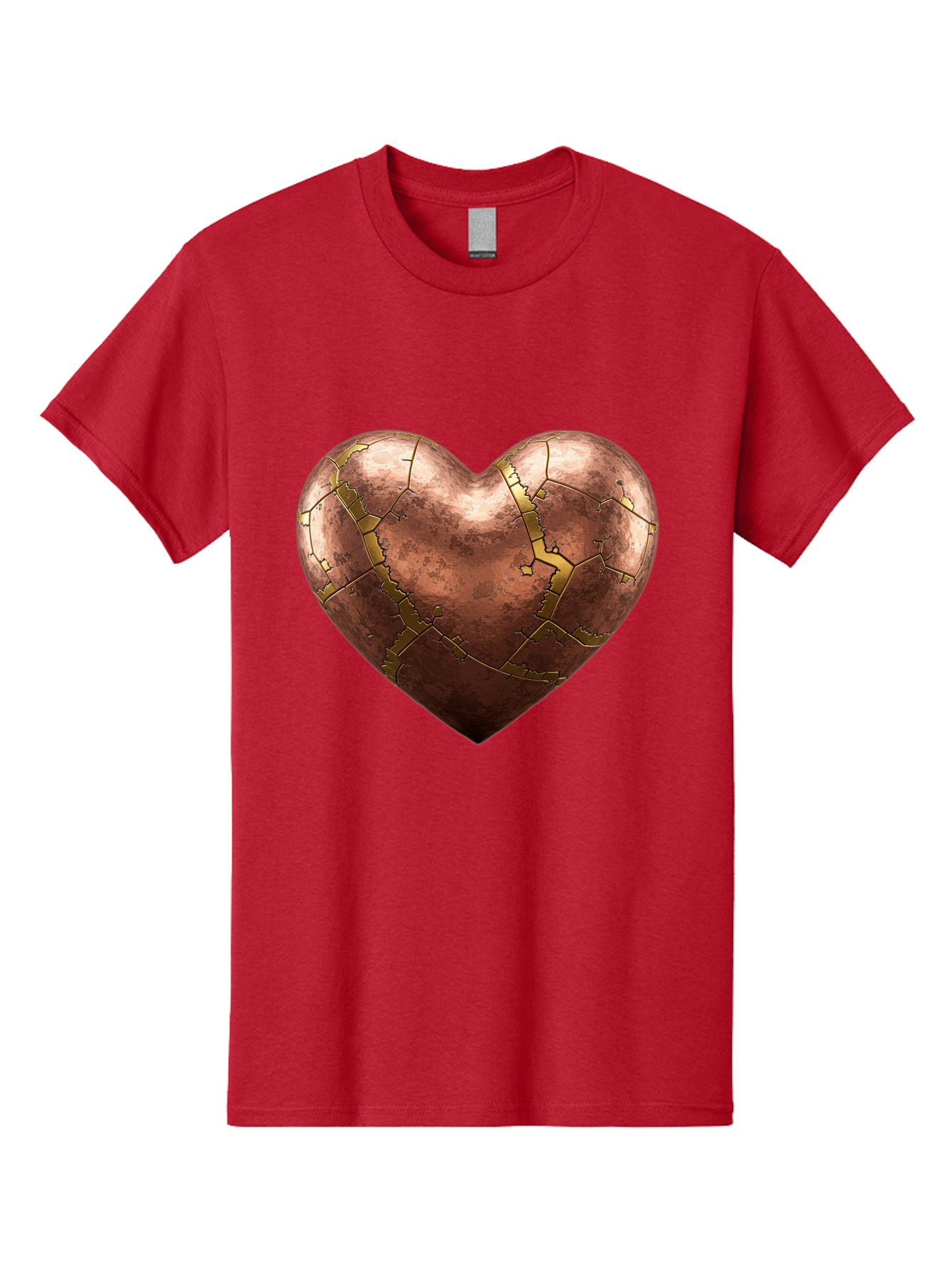 Cracked-Heart-2 Men'S Graphic Tee, 100% Cotton, Comfortable Casual Summer Wear, Machine Washable, Kintsugi Heart, Broken Heart, Cracked Heart, Heart Symbol, Repair, Restoration, Love, Heartbreak, Symbolism, Metaphor, Art, Gold, Broken Pieces Bae015 4