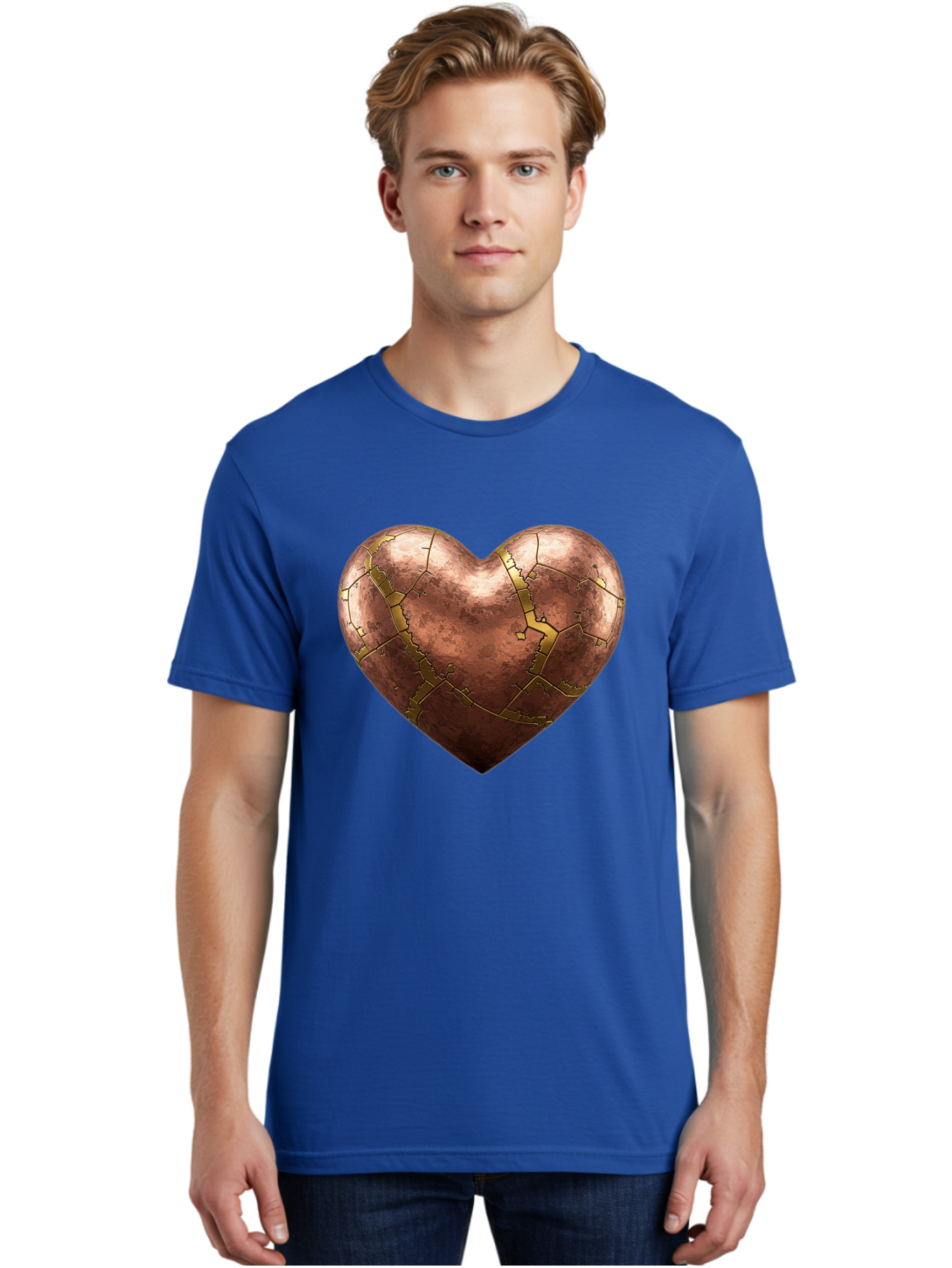 Cracked-Heart-2 Men'S Graphic Tee, 100% Cotton, Comfortable Casual Summer Wear, Machine Washable, Kintsugi Heart, Broken Heart, Cracked Heart, Heart Symbol, Repair, Restoration, Love, Heartbreak, Symbolism, Metaphor, Art, Gold, Broken Pieces Bae015 28