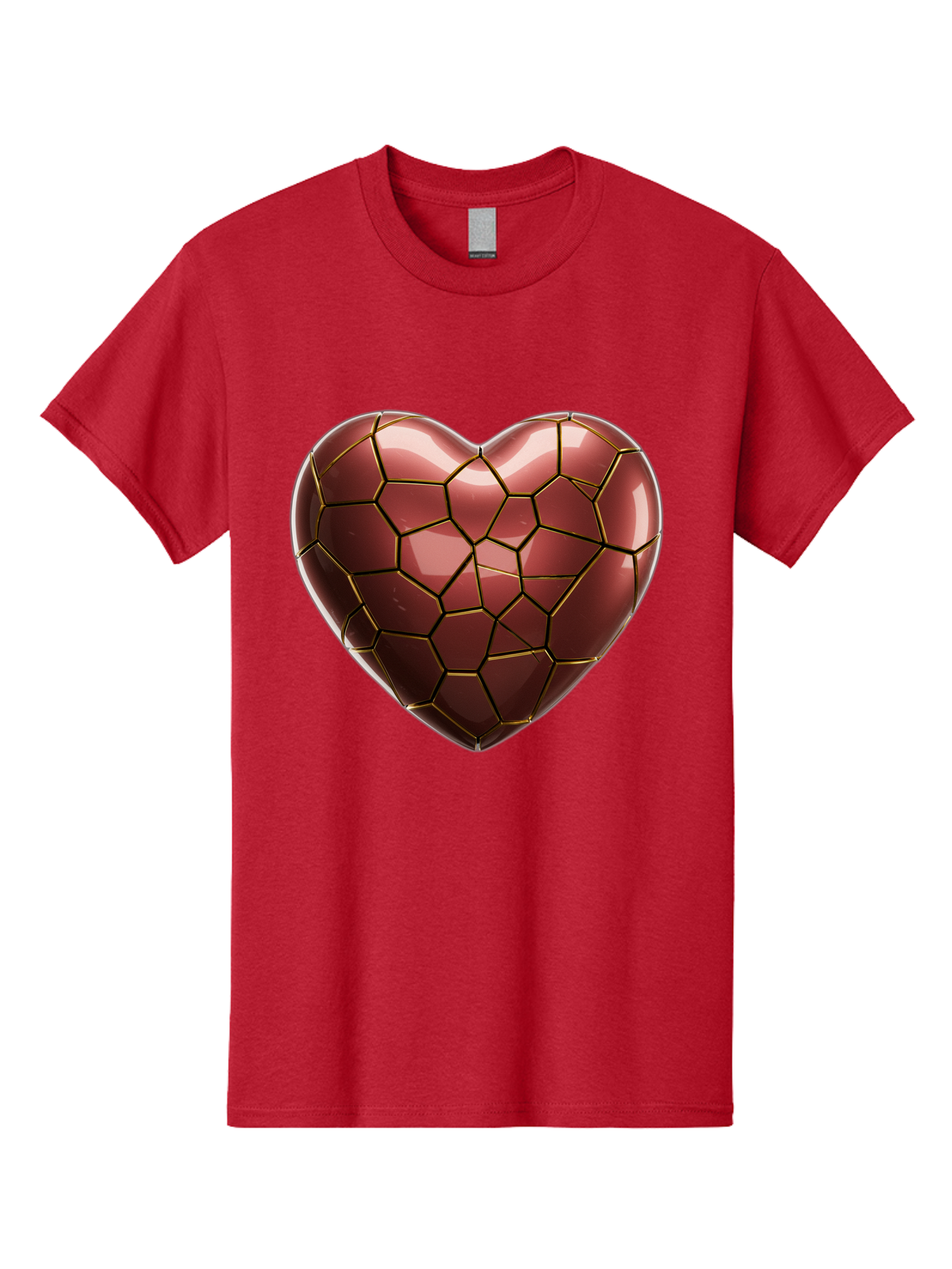 Cracked-Heart Men'S Graphic Tee, 100% Cotton, Comfortable Casual Summer Wear, Machine Washable, Mosaic Heart, Red Heart, Geometric Pattern, Cracked Heart, Love Symbol, Broken Heart, Heart Art, Valentines Day, Mosaic Art, Red Mosaic, Bae016 13