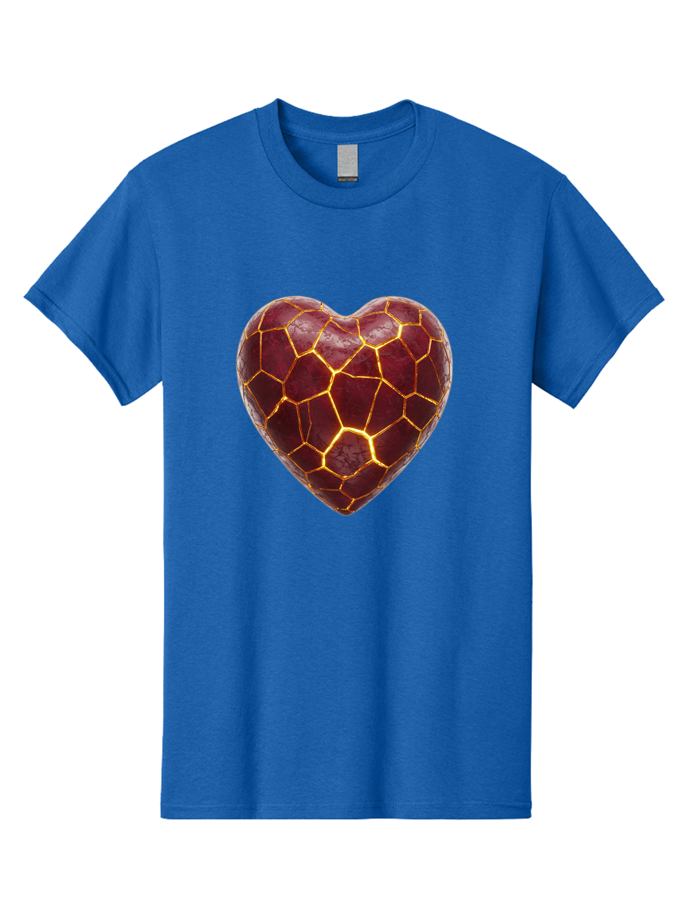 Glowing-Heart-Mosaic Men'S Graphic Tee, 100% Cotton, Comfortable Casual Summer Wear, Machine Washable, Heart Shape, Cracked Surface, Golden Veins, Love Symbol, Abstract Design, Fractured Heart, Emotional Representation, Unique Texture, Bae022 6