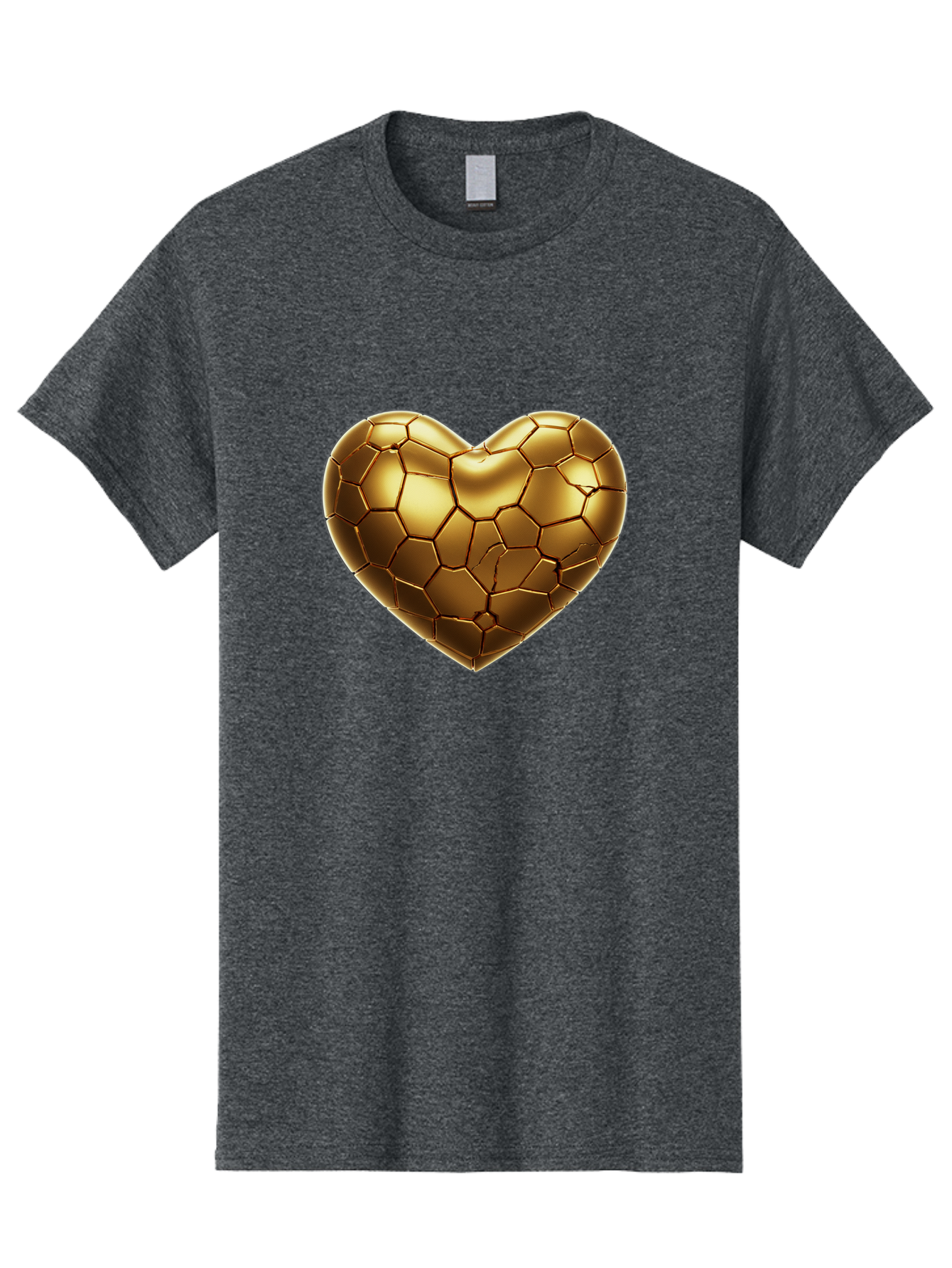 Golden-Heart-1 Men'S Graphic Tee, 100% Cotton, Comfortable Casual Summer Wear, Machine Washable, Shiny Gold Heart, Cracked Surface, Metallic Texture, Valentines Day Symbol, Love Icon, Golden Love, Heart Shape, Luxury Design Bae024 4