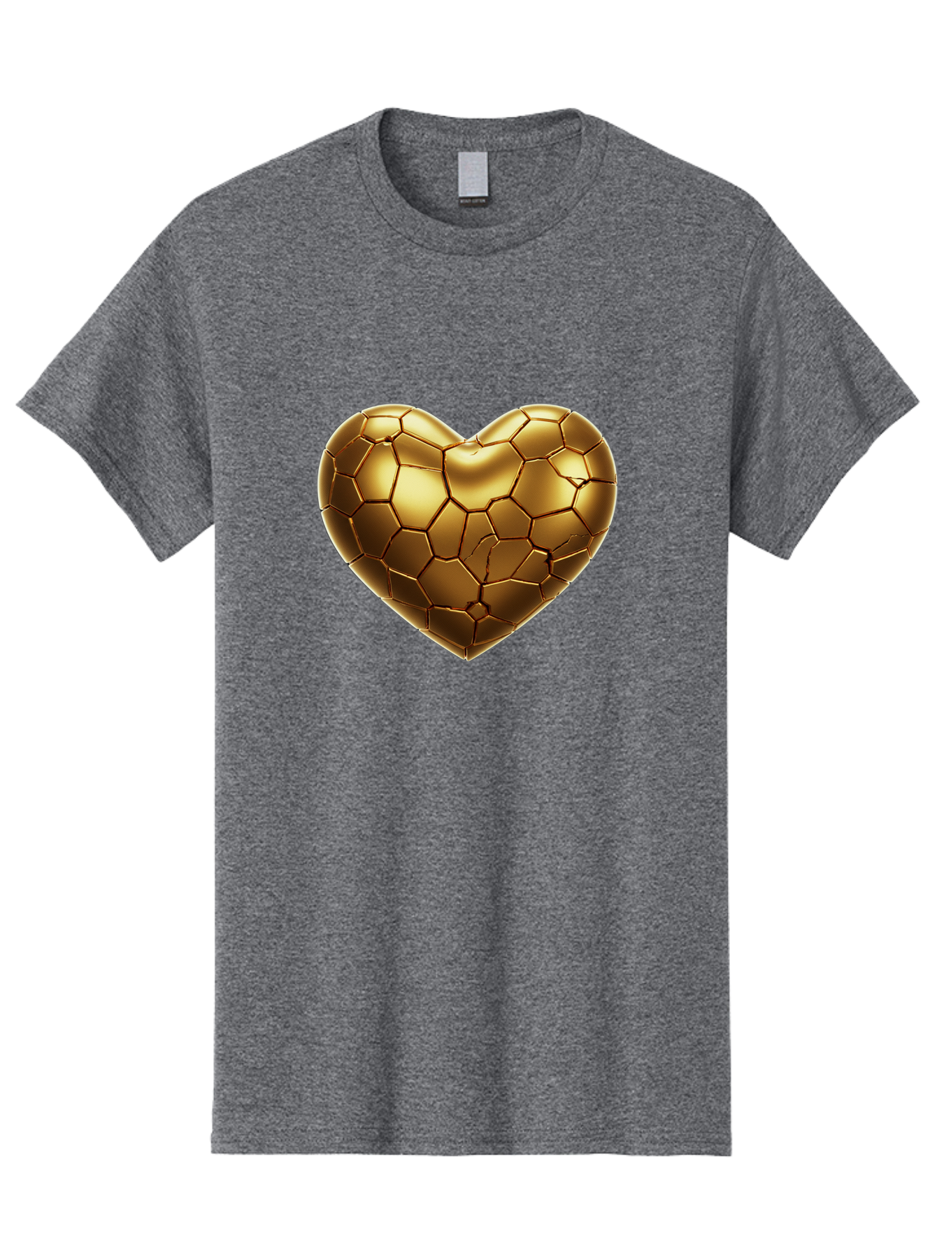 Golden-Heart-1 Men'S Graphic Tee, 100% Cotton, Comfortable Casual Summer Wear, Machine Washable, Shiny Gold Heart, Cracked Surface, Metallic Texture, Valentines Day Symbol, Love Icon, Golden Love, Heart Shape, Luxury Design Bae024 2