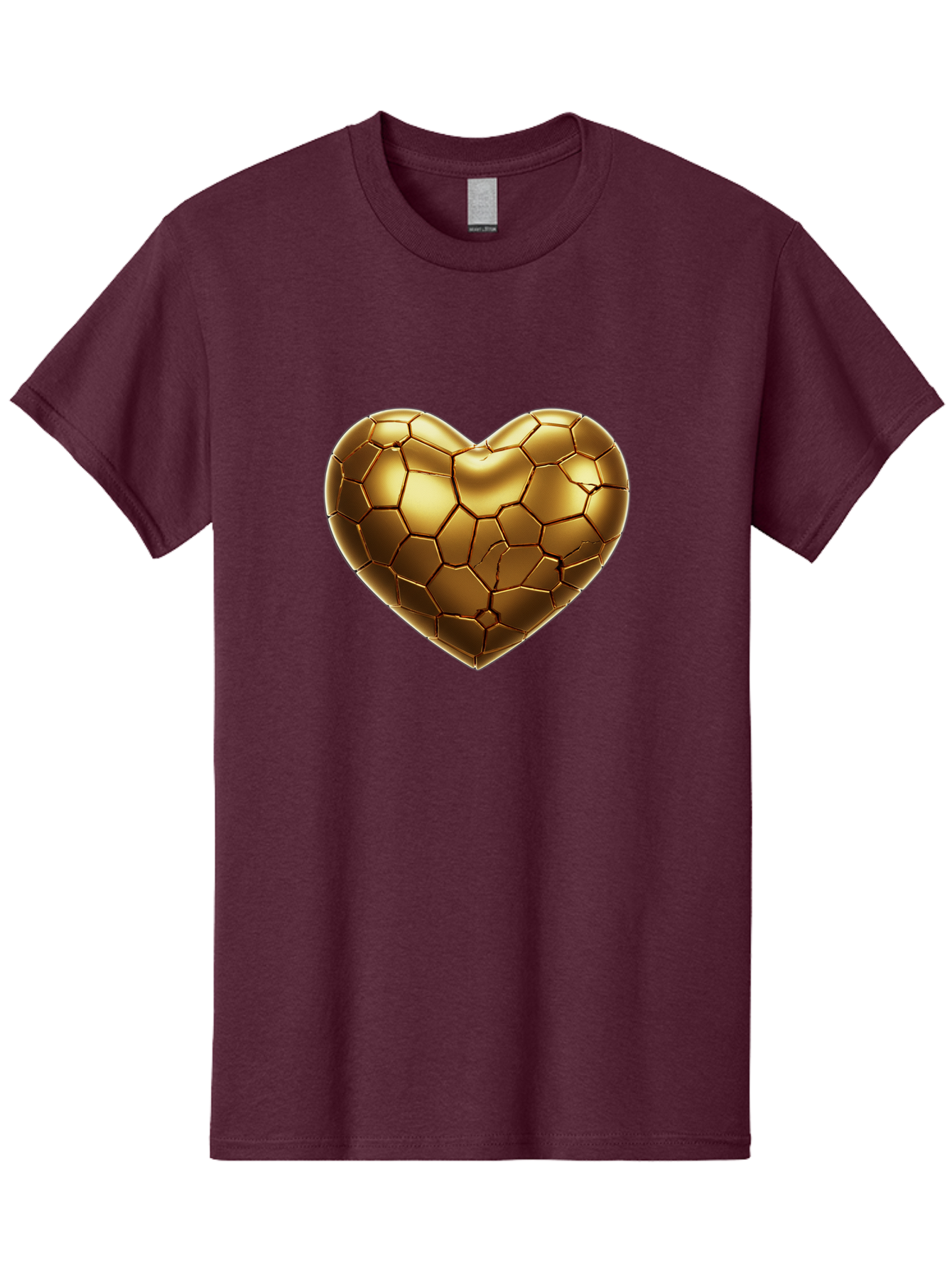 Golden-Heart-1 Men'S Graphic Tee, 100% Cotton, Comfortable Casual Summer Wear, Machine Washable, Shiny Gold Heart, Cracked Surface, Metallic Texture, Valentines Day Symbol, Love Icon, Golden Love, Heart Shape, Luxury Design Bae024 14