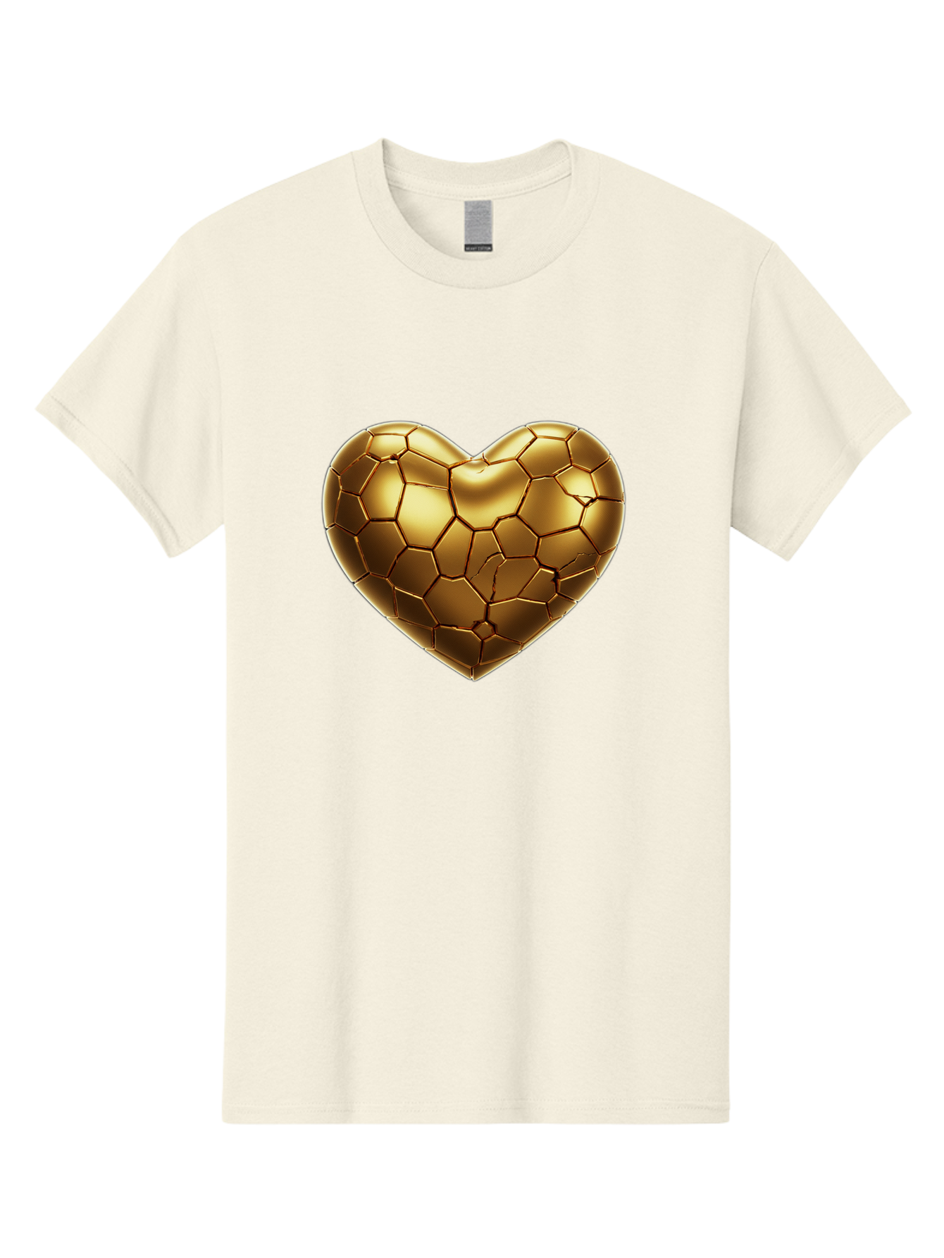 Golden-Heart-1 Men'S Graphic Tee, 100% Cotton, Comfortable Casual Summer Wear, Machine Washable, Shiny Gold Heart, Cracked Surface, Metallic Texture, Valentines Day Symbol, Love Icon, Golden Love, Heart Shape, Luxury Design Bae024 5