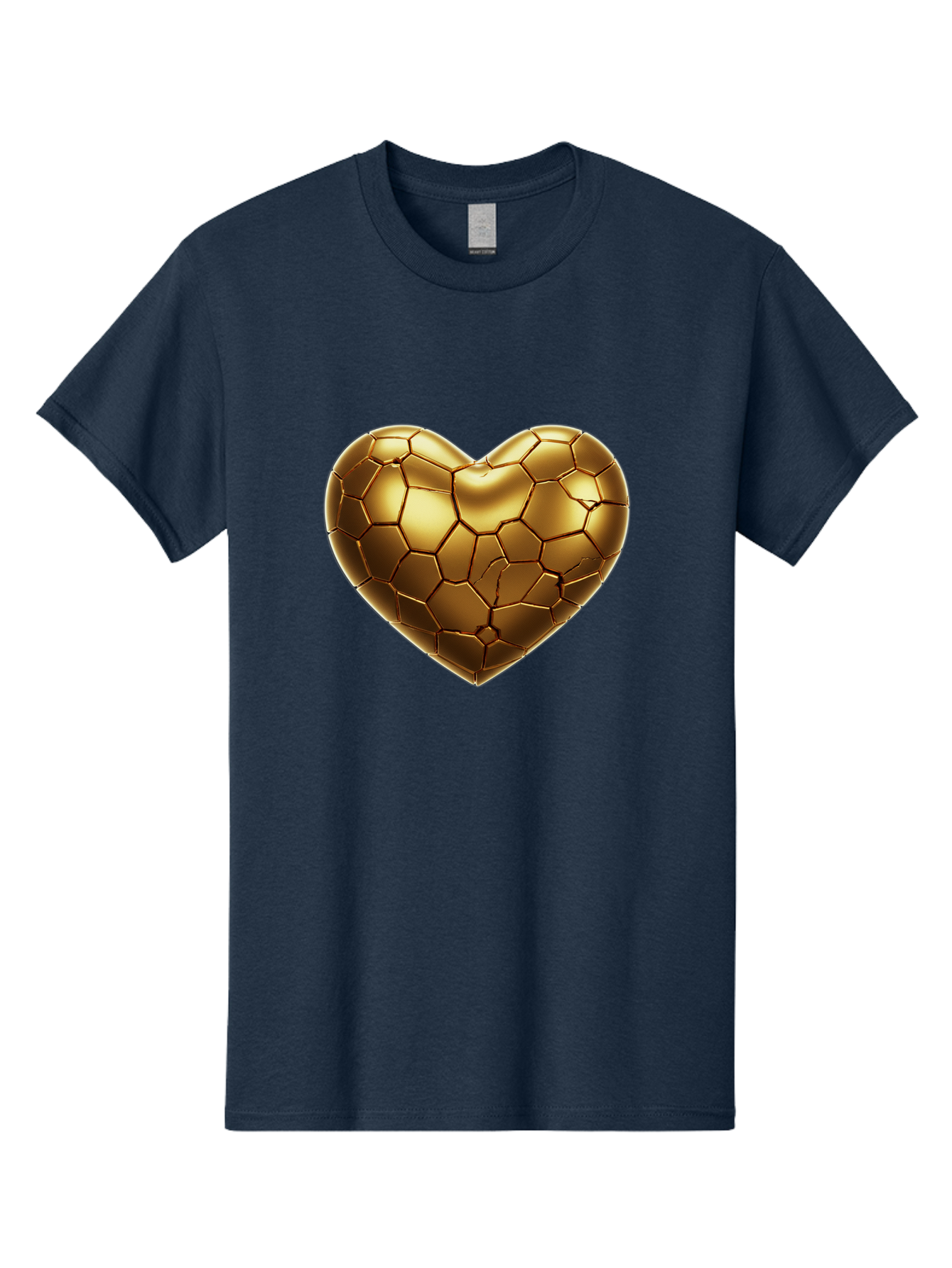 Golden-Heart-1 Men'S Graphic Tee, 100% Cotton, Comfortable Casual Summer Wear, Machine Washable, Shiny Gold Heart, Cracked Surface, Metallic Texture, Valentines Day Symbol, Love Icon, Golden Love, Heart Shape, Luxury Design Bae024 12