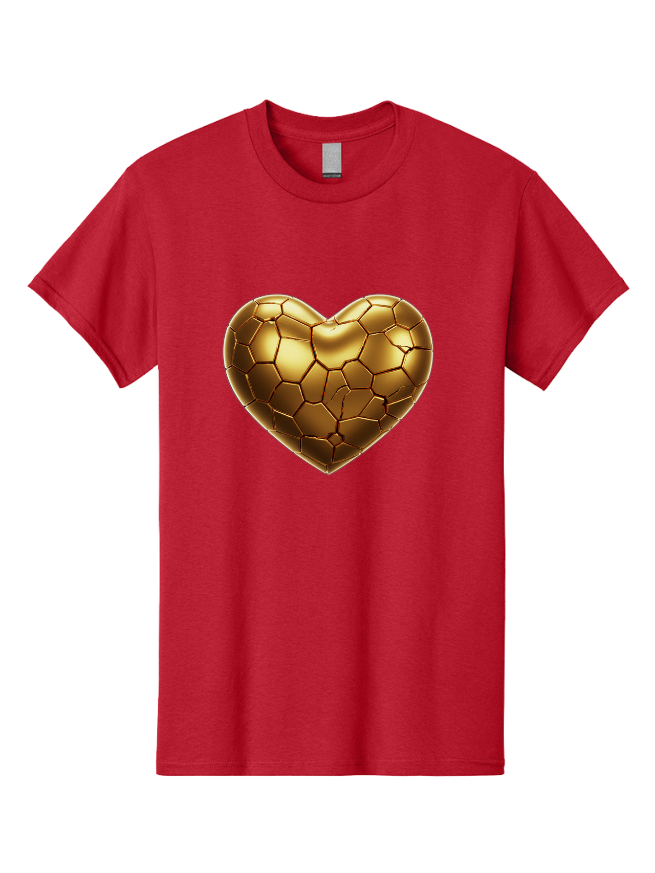Golden-Heart-1 Men'S Graphic Tee, 100% Cotton, Comfortable Casual Summer Wear, Machine Washable, Shiny Gold Heart, Cracked Surface, Metallic Texture, Valentines Day Symbol, Love Icon, Golden Love, Heart Shape, Luxury Design Bae024 7
