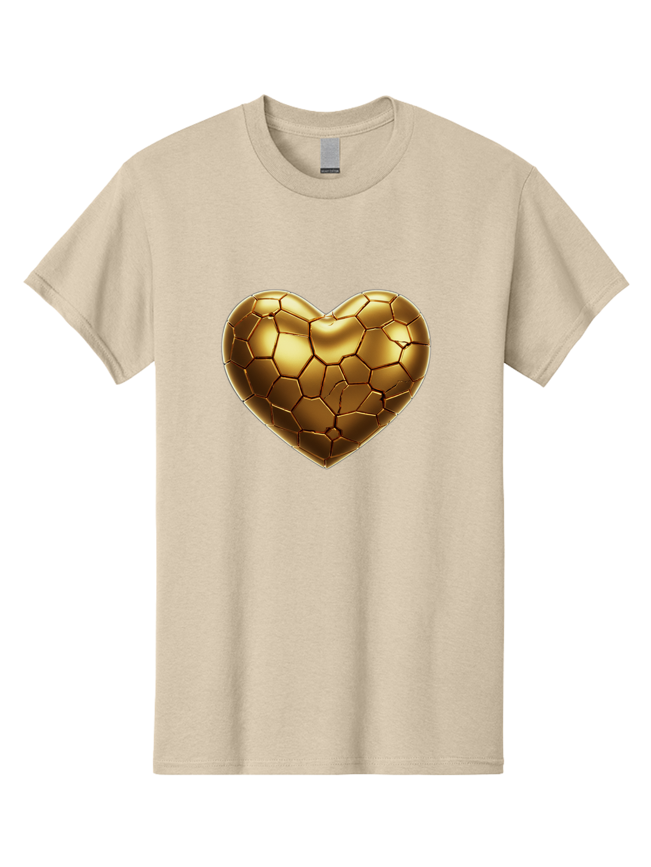 Golden-Heart-1 Men'S Graphic Tee, 100% Cotton, Comfortable Casual Summer Wear, Machine Washable, Shiny Gold Heart, Cracked Surface, Metallic Texture, Valentines Day Symbol, Love Icon, Golden Love, Heart Shape, Luxury Design Bae024 8