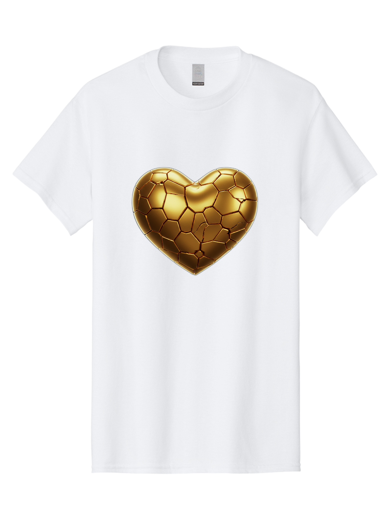 Golden-Heart-1 Men'S Graphic Tee, 100% Cotton, Comfortable Casual Summer Wear, Machine Washable, Shiny Gold Heart, Cracked Surface, Metallic Texture, Valentines Day Symbol, Love Icon, Golden Love, Heart Shape, Luxury Design Bae024 6