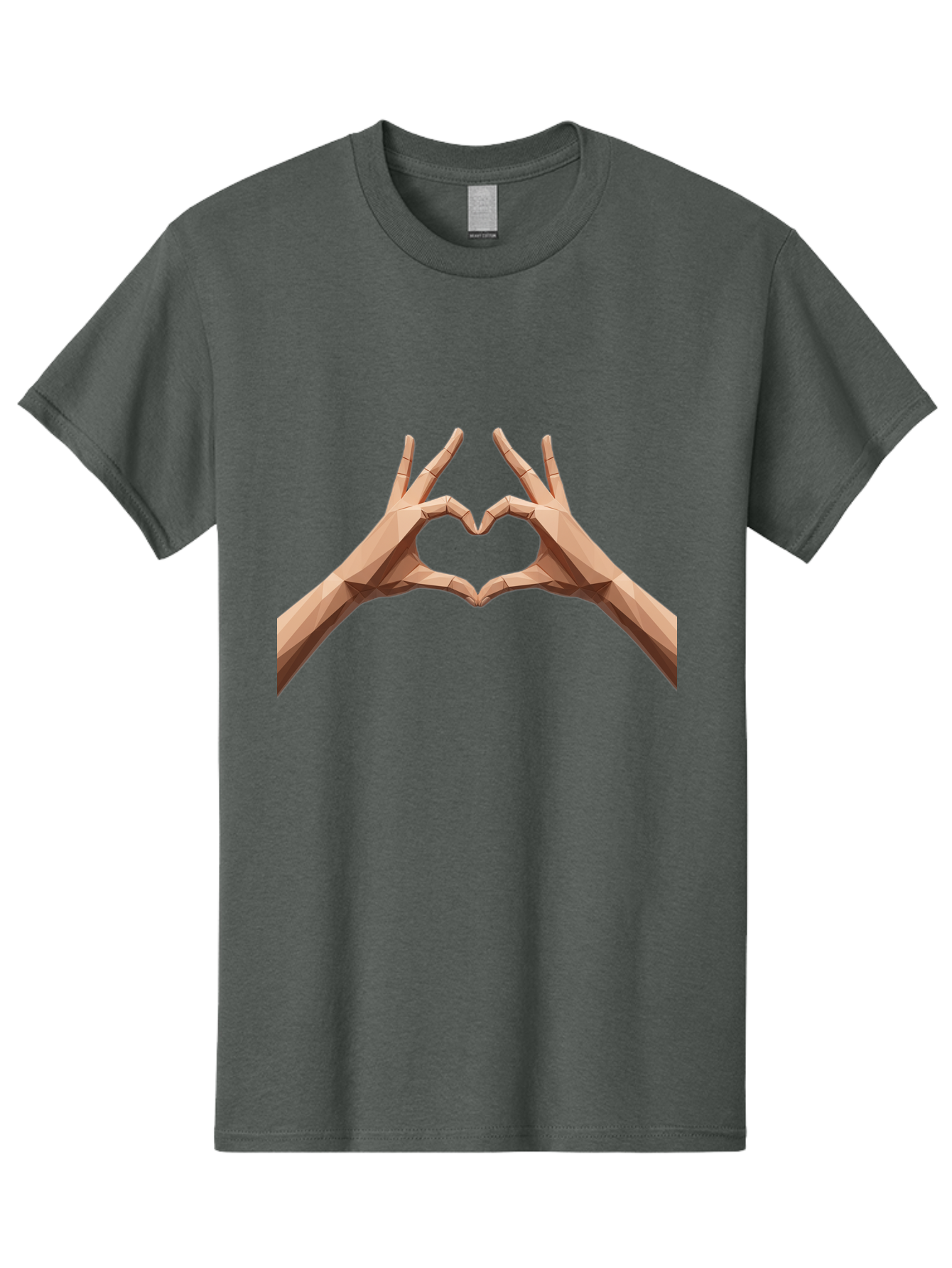 Hands-Heart-Gesture Men'S Graphic Tee, 100% Cotton, Comfortable Casual Summer Wear, Machine Washable, Low Poly Hands, Heart Shape, Love Symbol, 3D Art, Geometric Design, Affectionate Gesture, Digital Illustration, Heart Hands Bae028 15