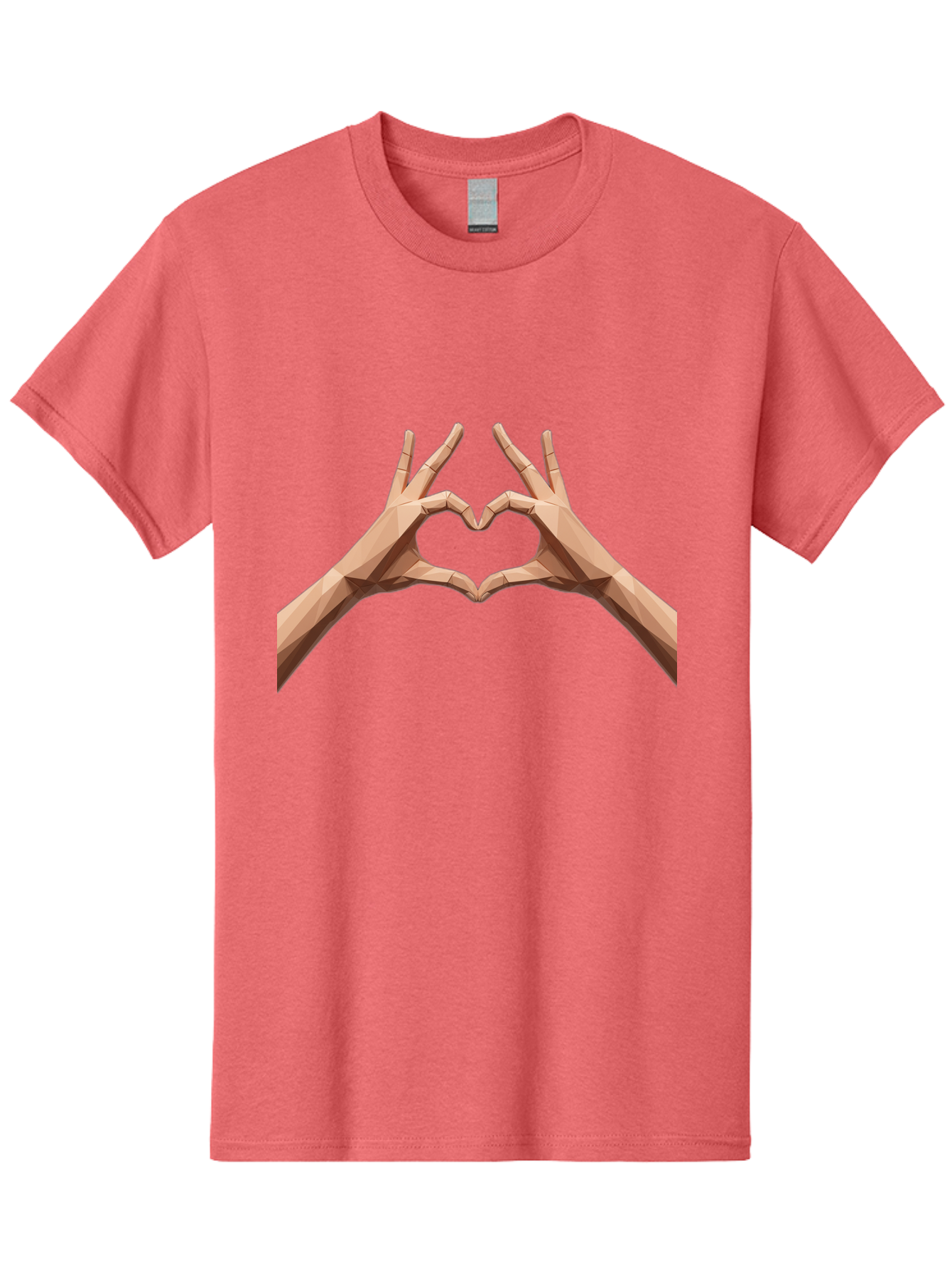 Hands-Heart-Gesture Men'S Graphic Tee, 100% Cotton, Comfortable Casual Summer Wear, Machine Washable, Low Poly Hands, Heart Shape, Love Symbol, 3D Art, Geometric Design, Affectionate Gesture, Digital Illustration, Heart Hands Bae028 14