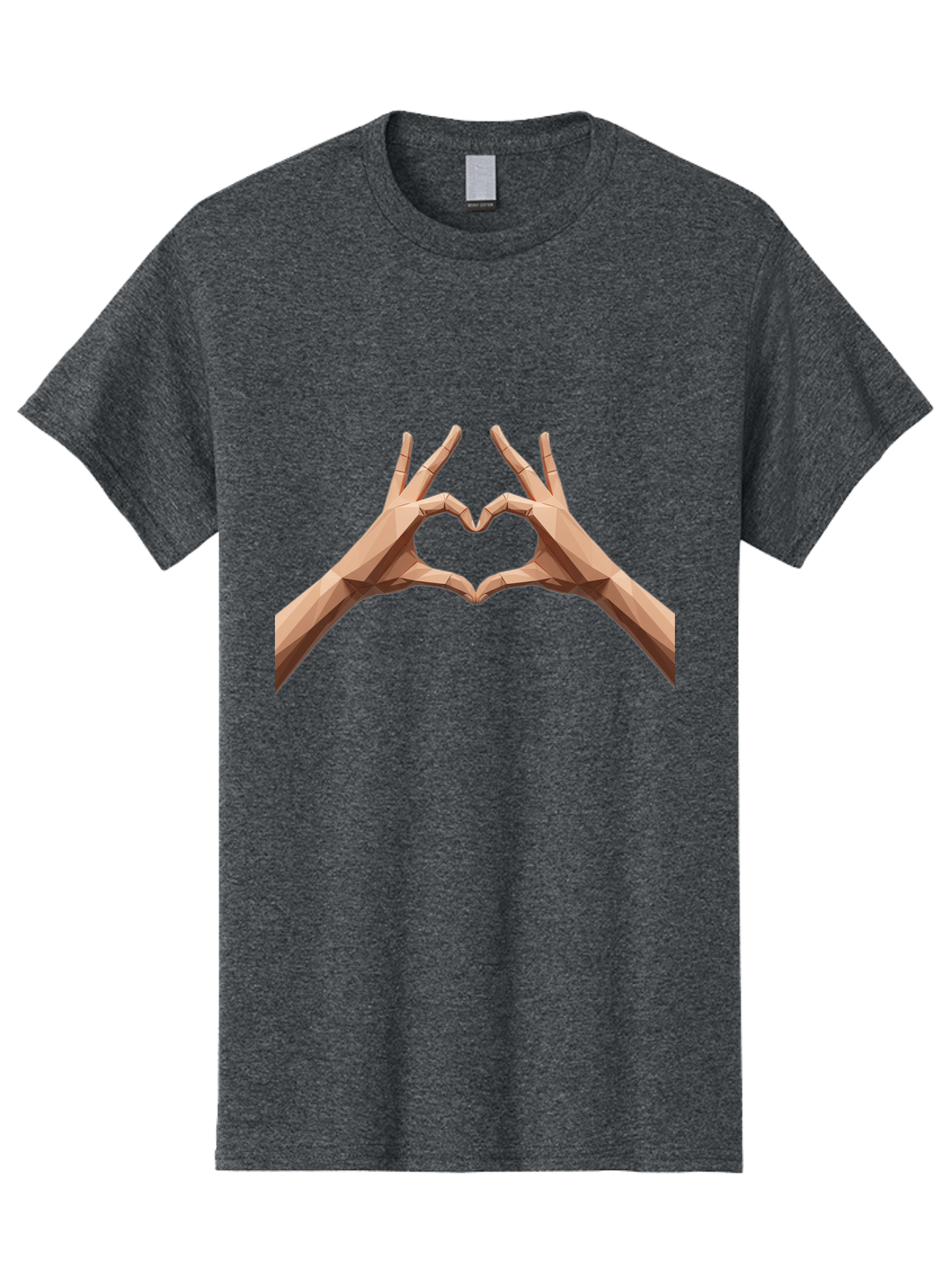 Hands-Heart-Gesture Men'S Graphic Tee, 100% Cotton, Comfortable Casual Summer Wear, Machine Washable, Low Poly Hands, Heart Shape, Love Symbol, 3D Art, Geometric Design, Affectionate Gesture, Digital Illustration, Heart Hands Bae028 8