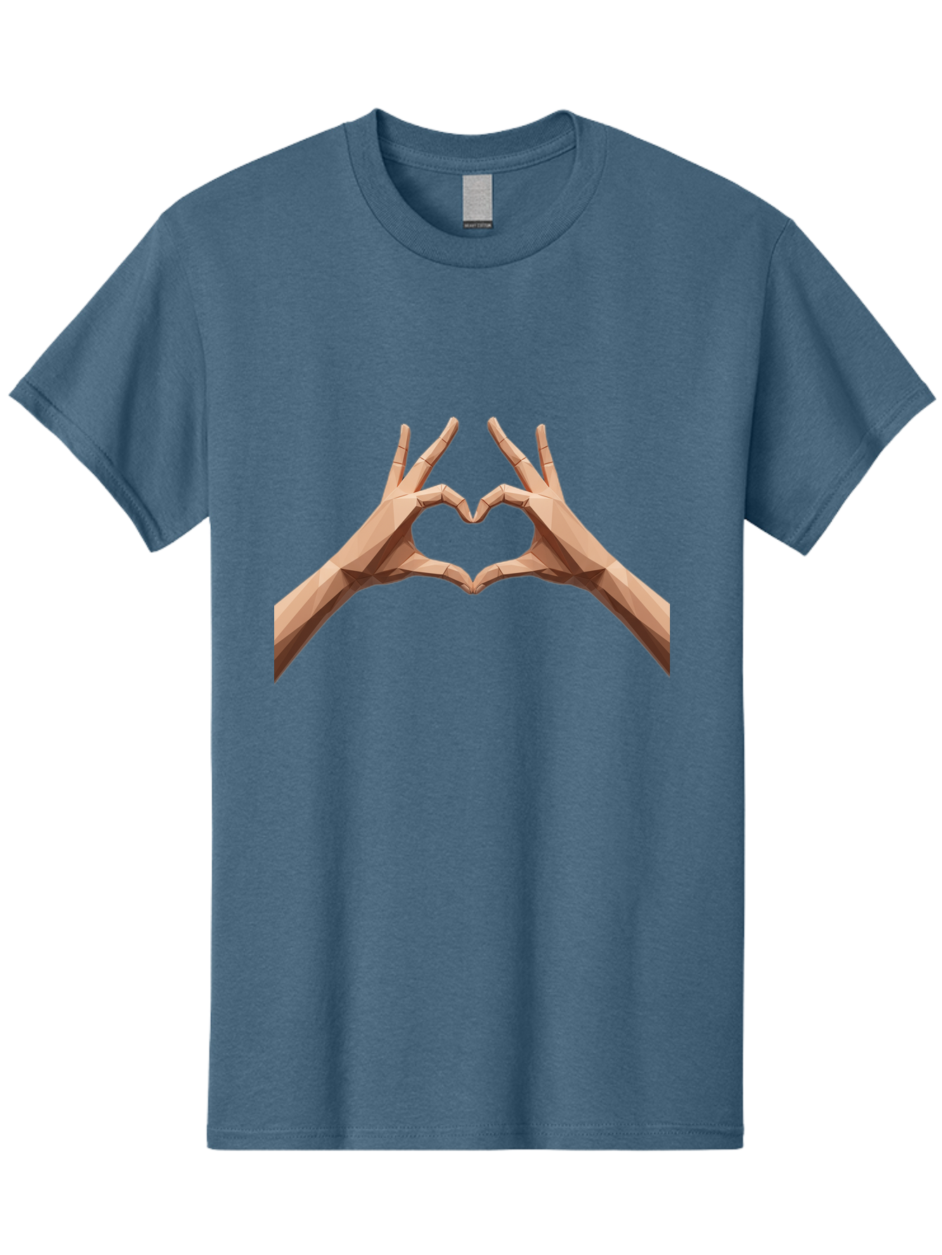 Hands-Heart-Gesture Men'S Graphic Tee, 100% Cotton, Comfortable Casual Summer Wear, Machine Washable, Low Poly Hands, Heart Shape, Love Symbol, 3D Art, Geometric Design, Affectionate Gesture, Digital Illustration, Heart Hands Bae028 12